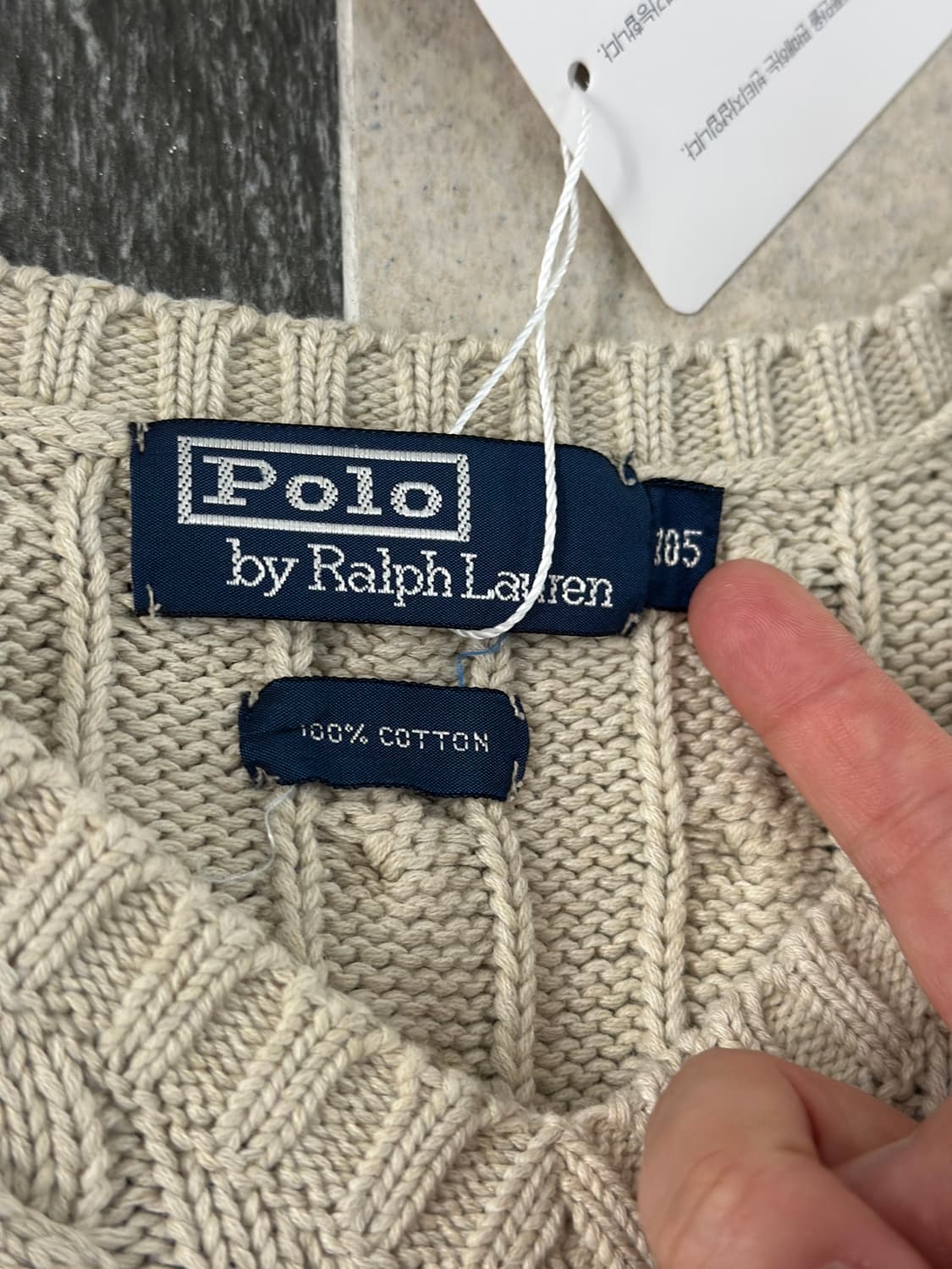 폴로 랄프로렌 V넥 케이블 니트  상품이미지5