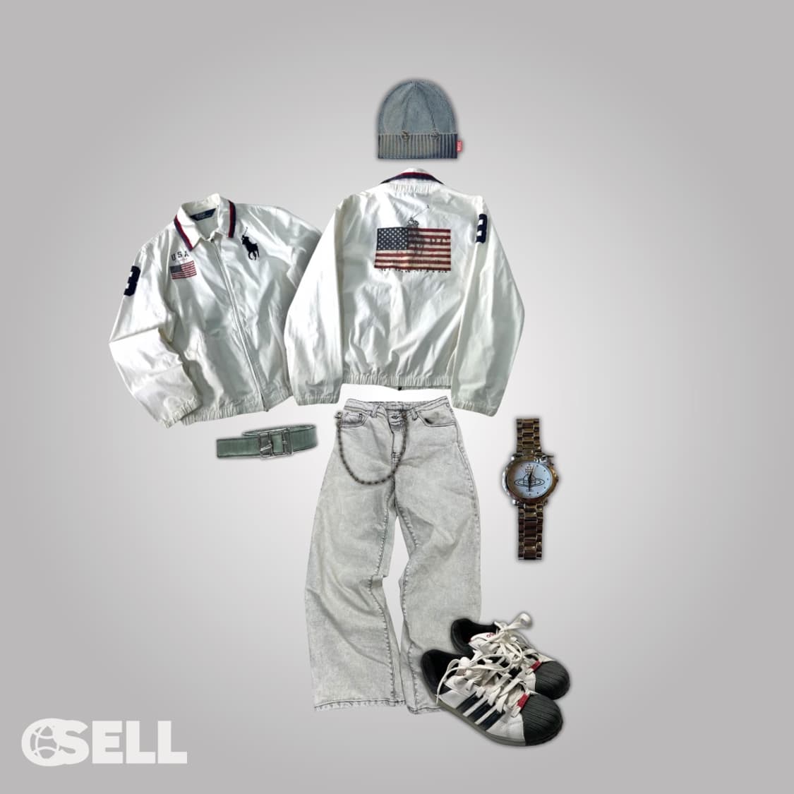 폴로 랄프로렌 빅포니 성조기 화이트 자켓 상품이미지3