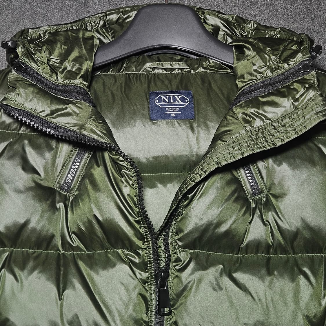 NIX 유광 후드 오리털 패딩 D/GREEN 95 상품이미지3