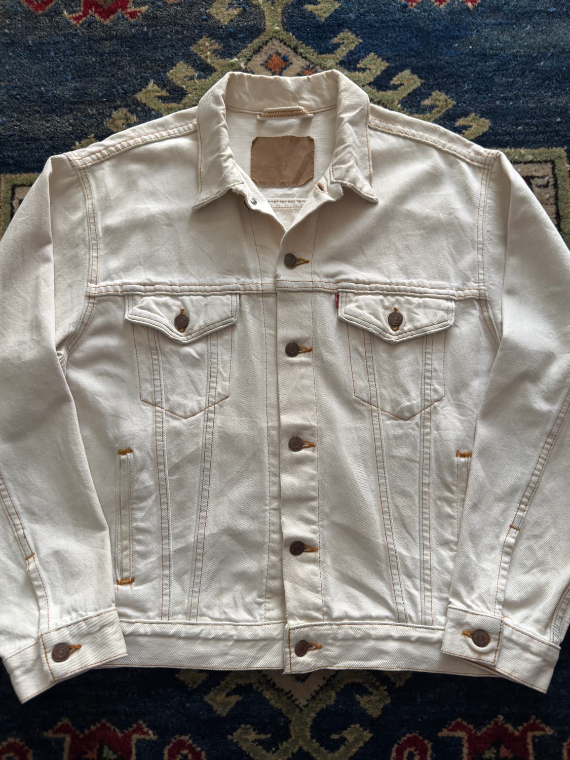 90s USA 리바이스 70507-0251 화이트 코튼 트윌 트러커 자켓 상품이미지3