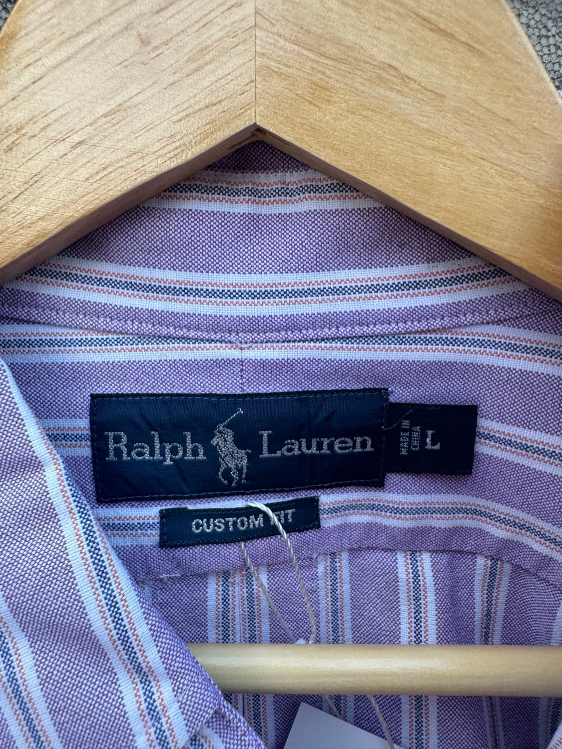 폴로 랄프로렌 옥스포드 스트라이프 셔츠 빈티지 퍼플 L 상품이미지4