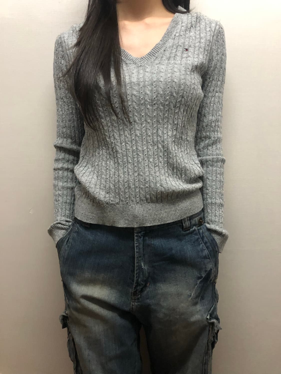 빈티지 타미힐피거 그레이 니트 상품이미지2