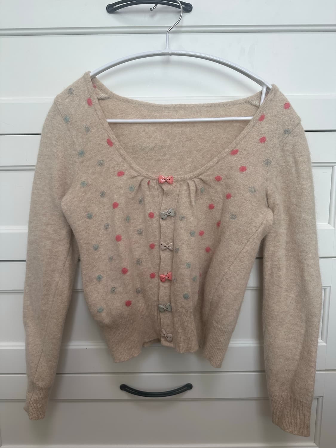 러블리 리본단추 반크롭 가디건 상품이미지2