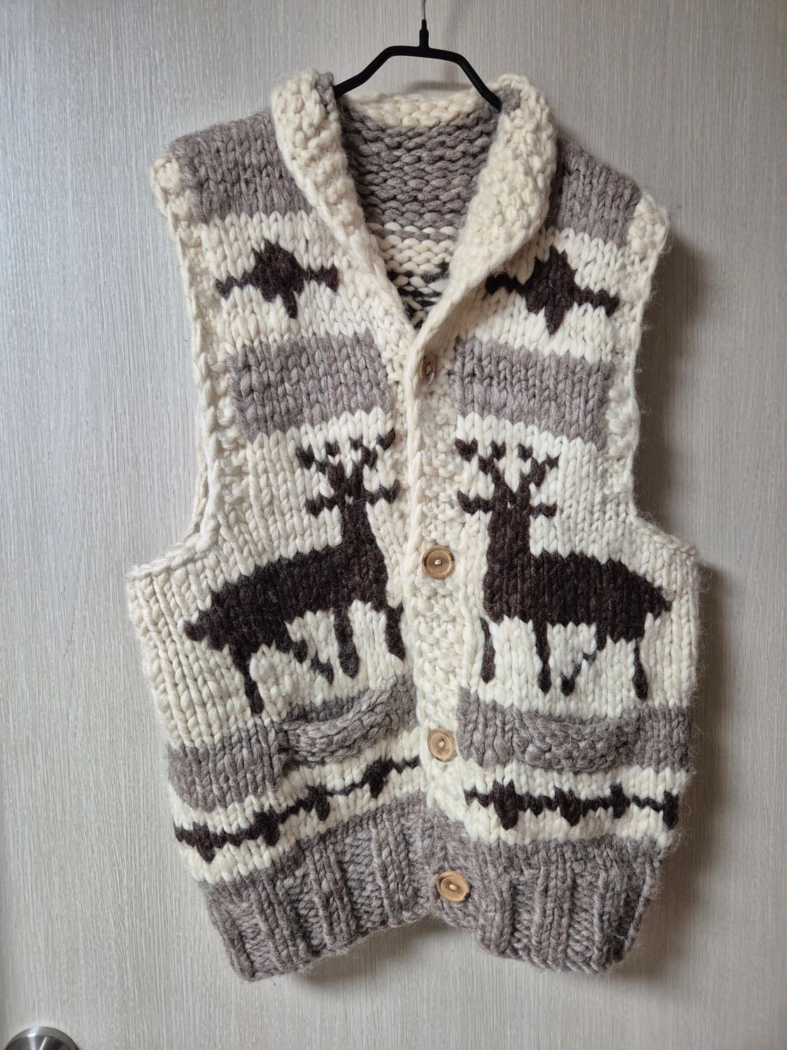 코위찬 캐나다 핸드메이드 노르딕 패턴 니트 스웨터 조끼 베스트 카나다 상품이미지1