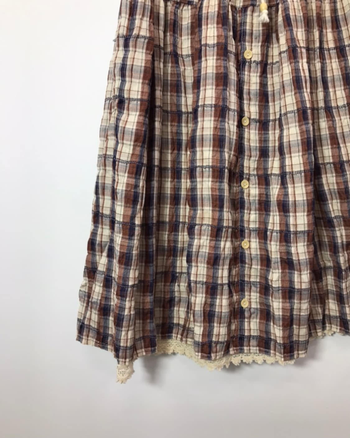 Jpn Mori girl Brown Plaid Tiered Skirt 상품이미지2