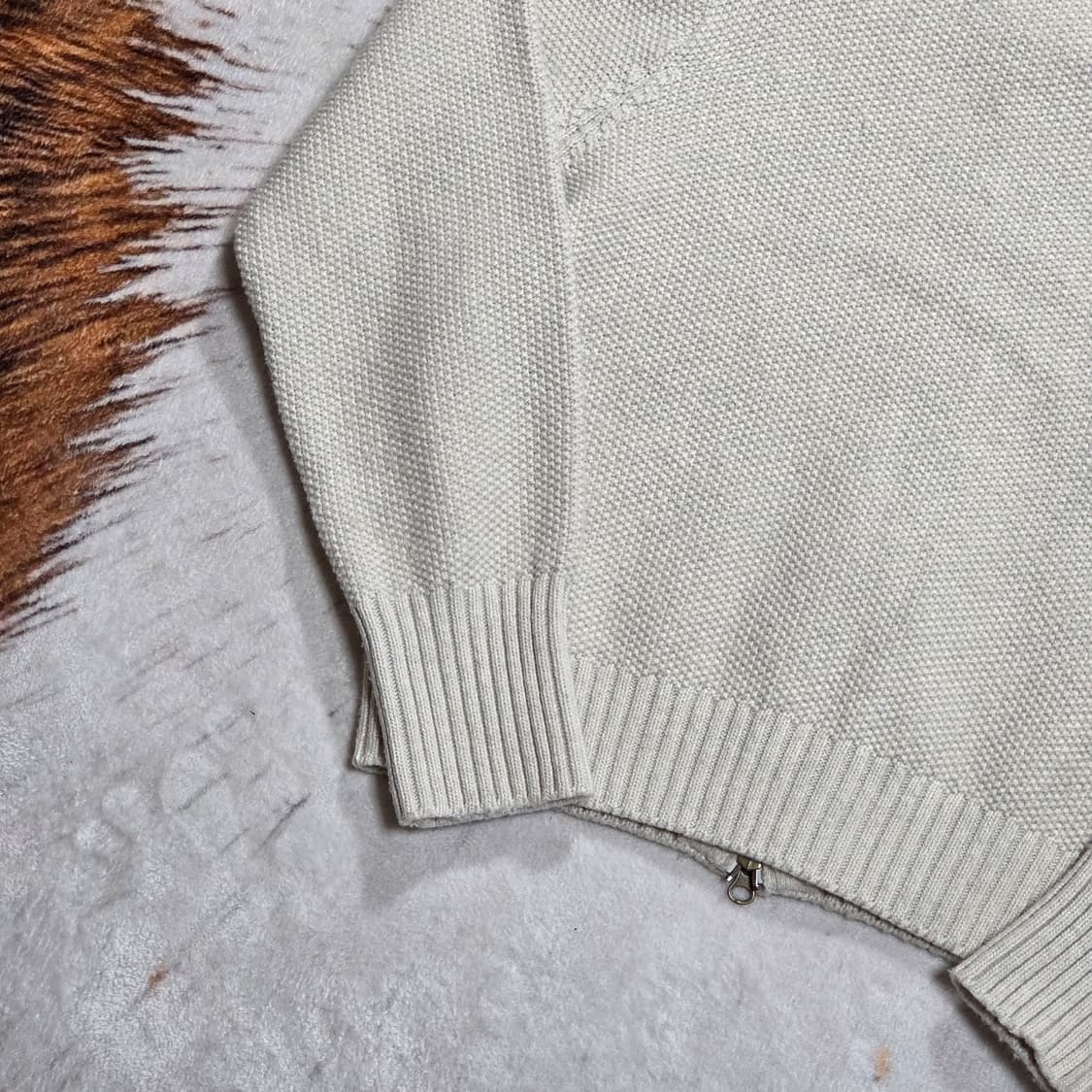 오트밀 하이넥 크롭 투웨이 니트집업 상품이미지6