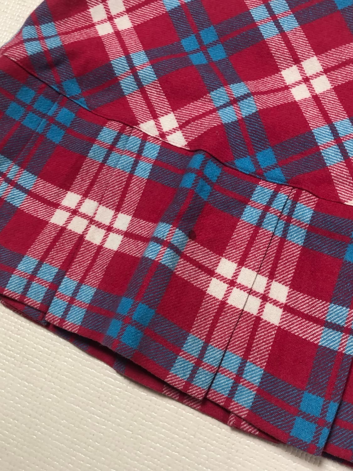 빈티지 핑크 블루 체크 미니 플리츠 스커트 상품이미지10