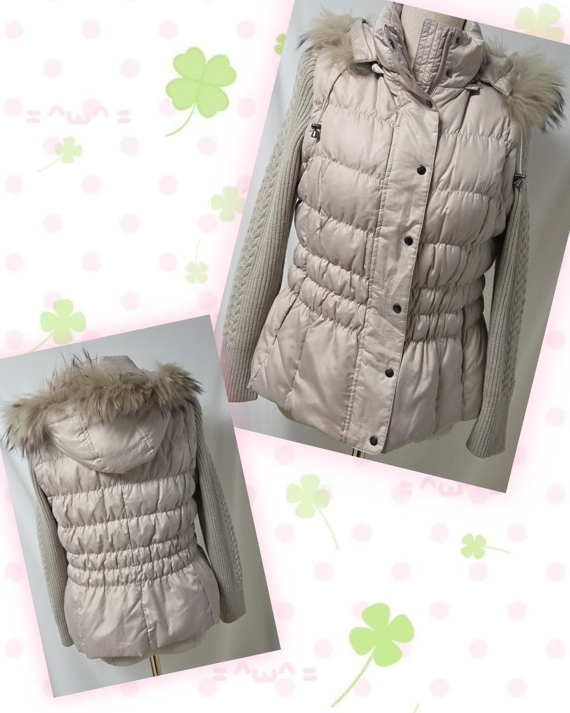 베이지 셔링 다운 패딩 상품이미지4