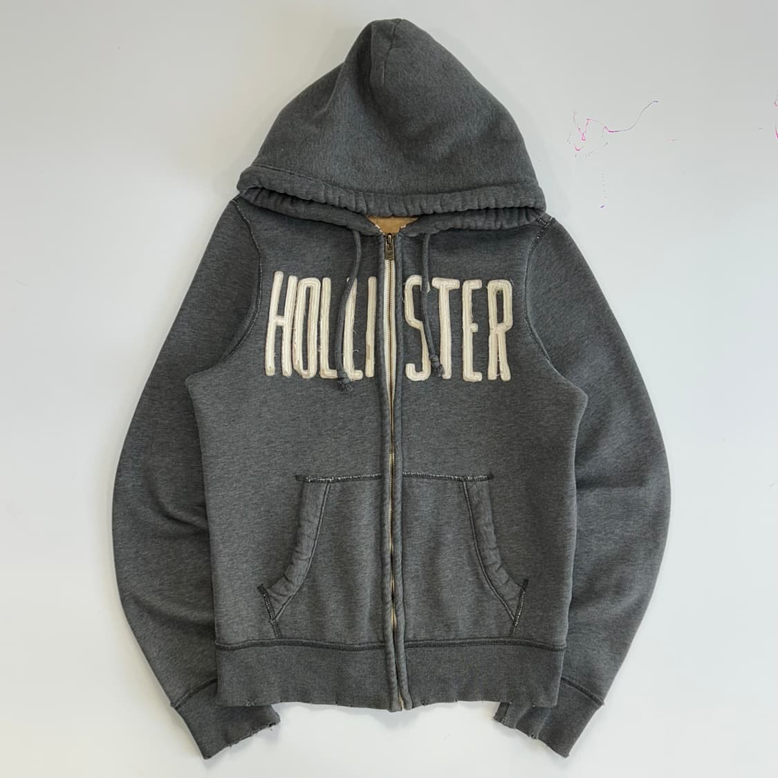 Hollister 홀리스터 그런지 로고 그레이 후드집업 상품이미지3