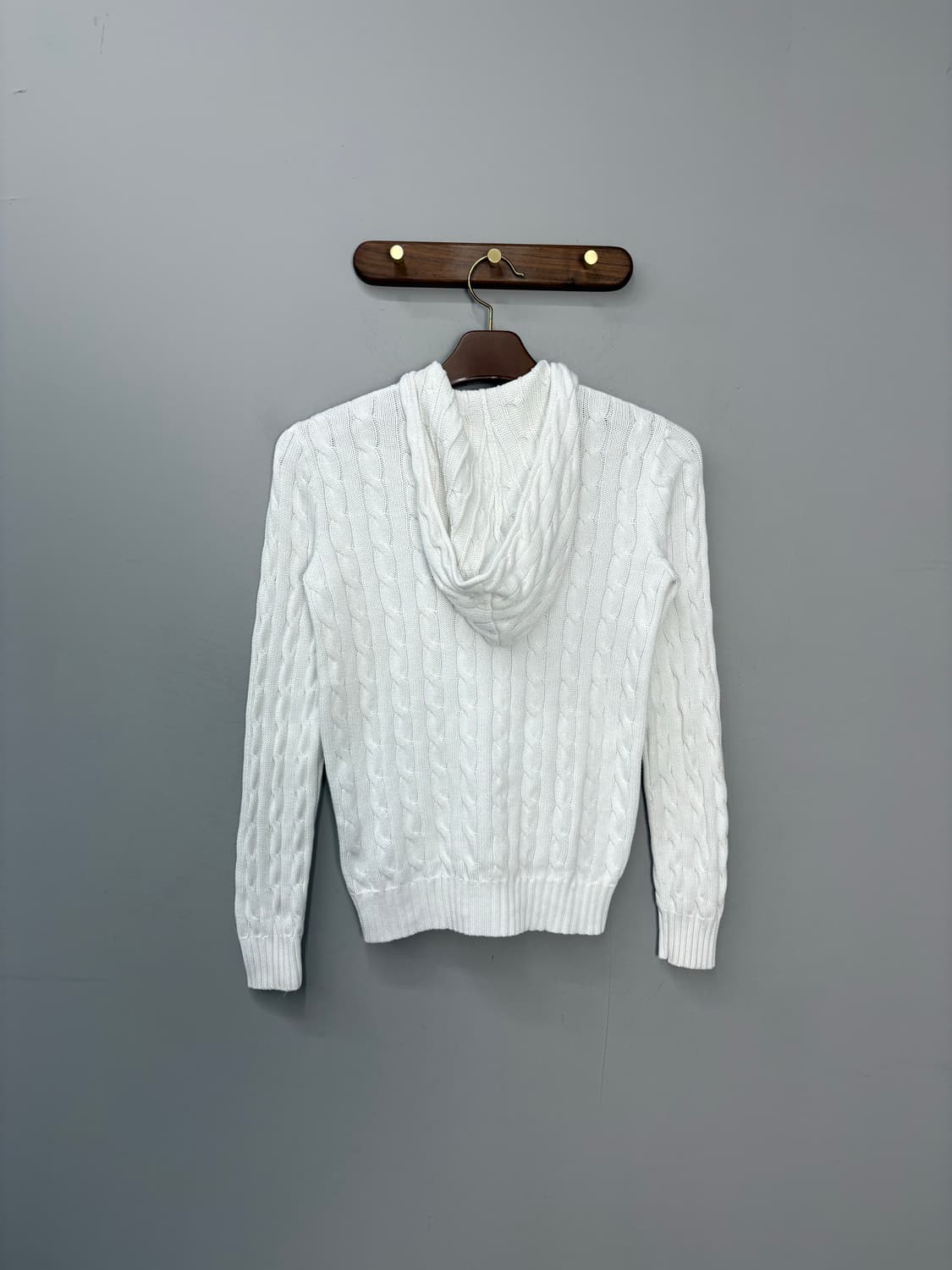 폴로랄프로렌 스포츠 포니로고 화이트 케이블 니트 후드집업 A2800 상품이미지4