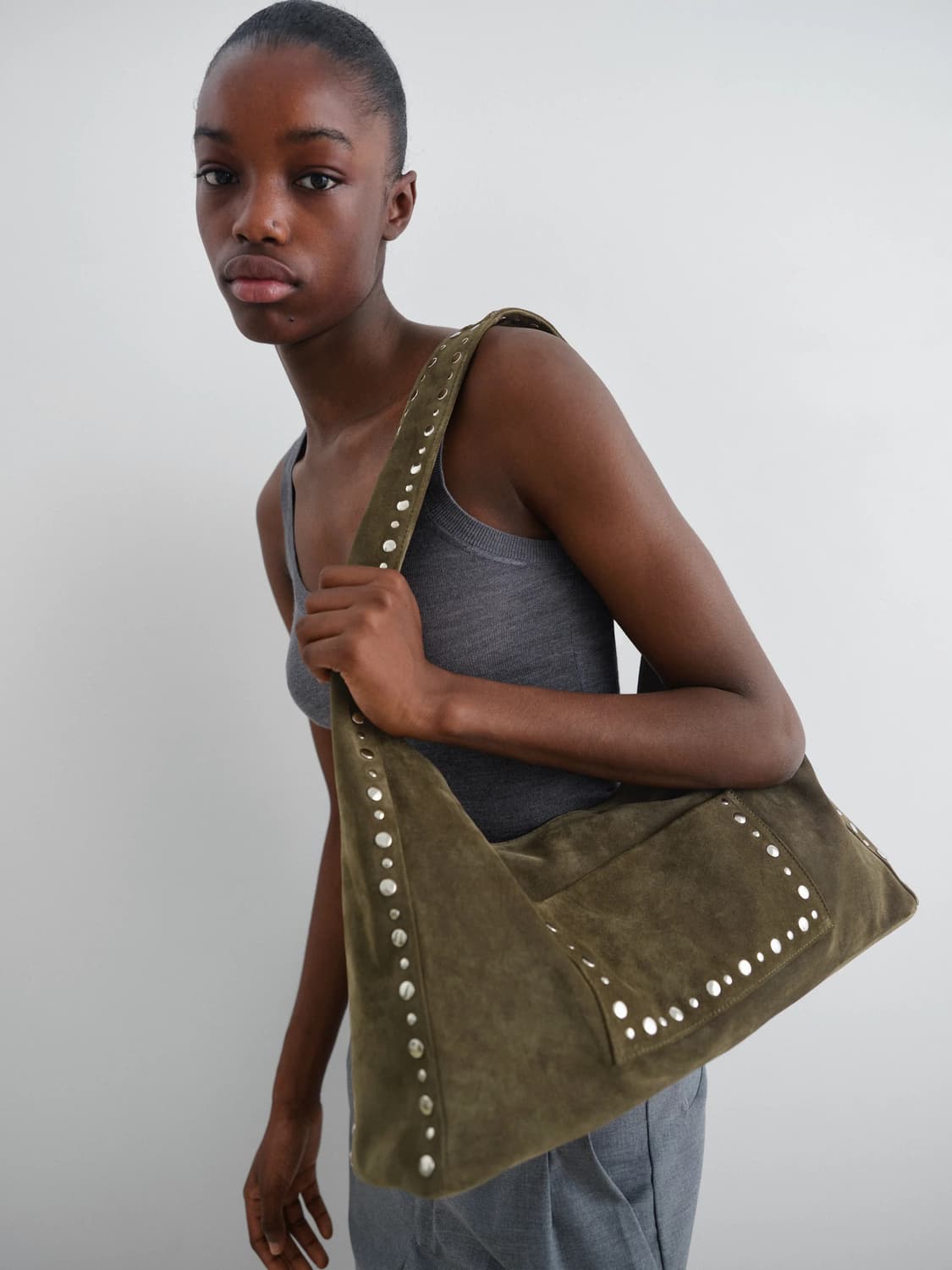 Gimaguas  기마구아스 맥시 프랑카백 카키 스웨이드  상품이미지3