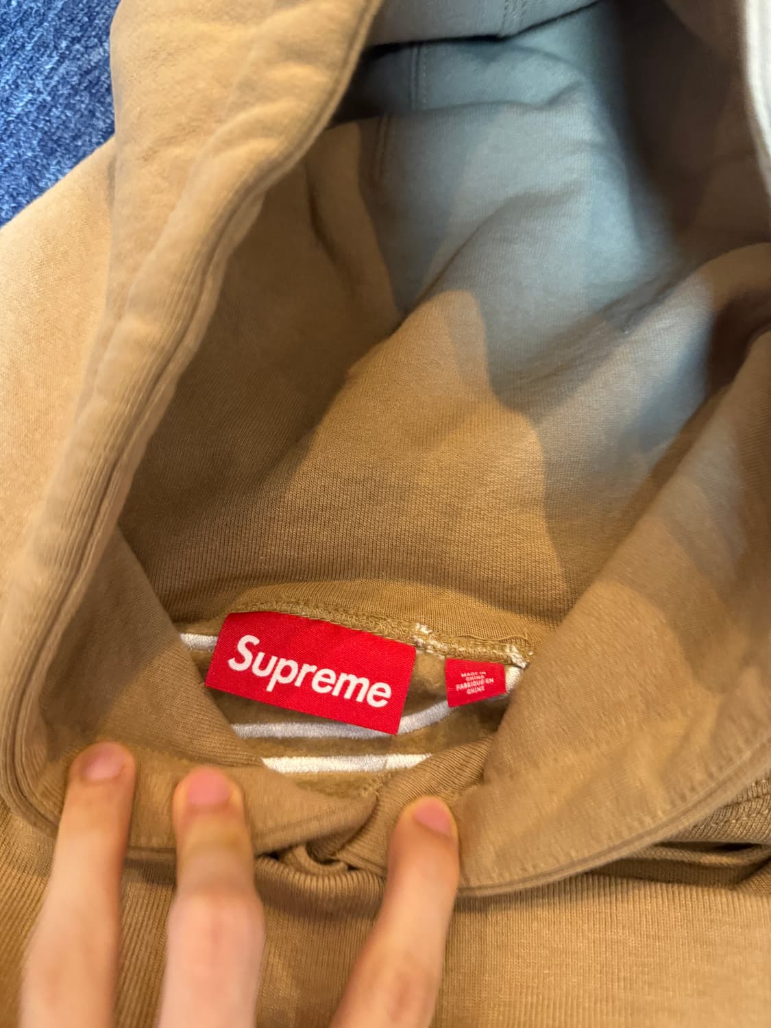 슈프림 사틴 아플리케 후드 스웨트셔츠 라이트 탄  상품이미지6