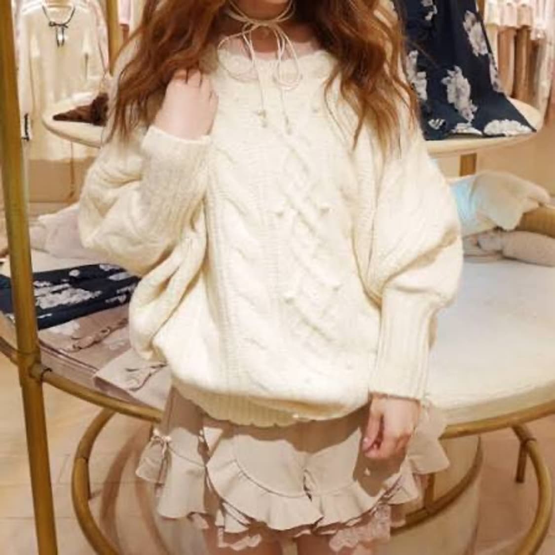 리즈리사 라떼갸루 폭닥 쉬폰 리본 니트 상품이미지6