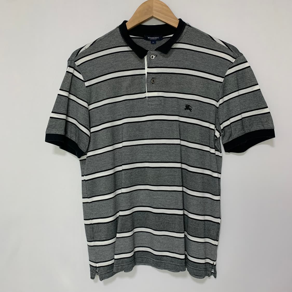 버버리 스트라이프 반팔 카라 티셔츠 M 무채색 00s 남녀공용 상품이미지2
