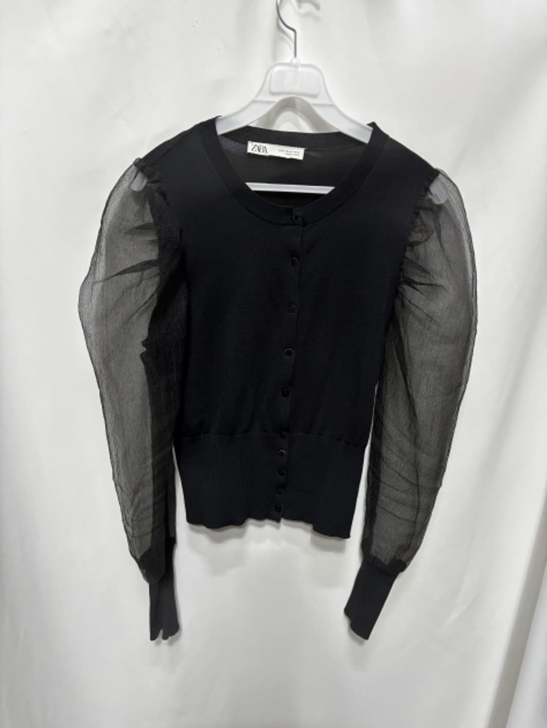 자라(ZARA)오간자 퍼프 슬리브 가디건 여성블라우스 상품이미지1