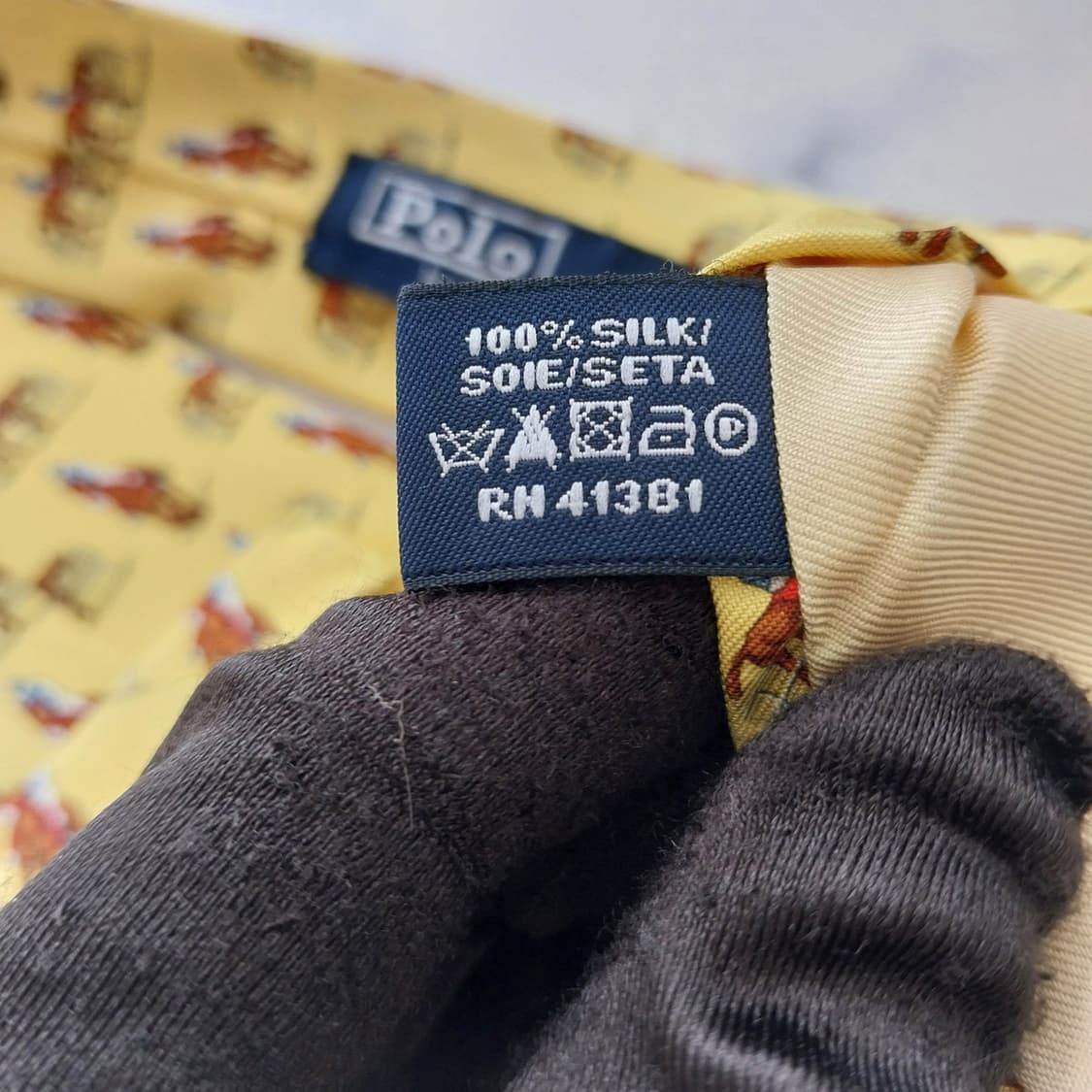 폴로 랄프로렌 옐로우 승마 패턴 넥타이 9.1cm A+~A등급 K2594 상품이미지7