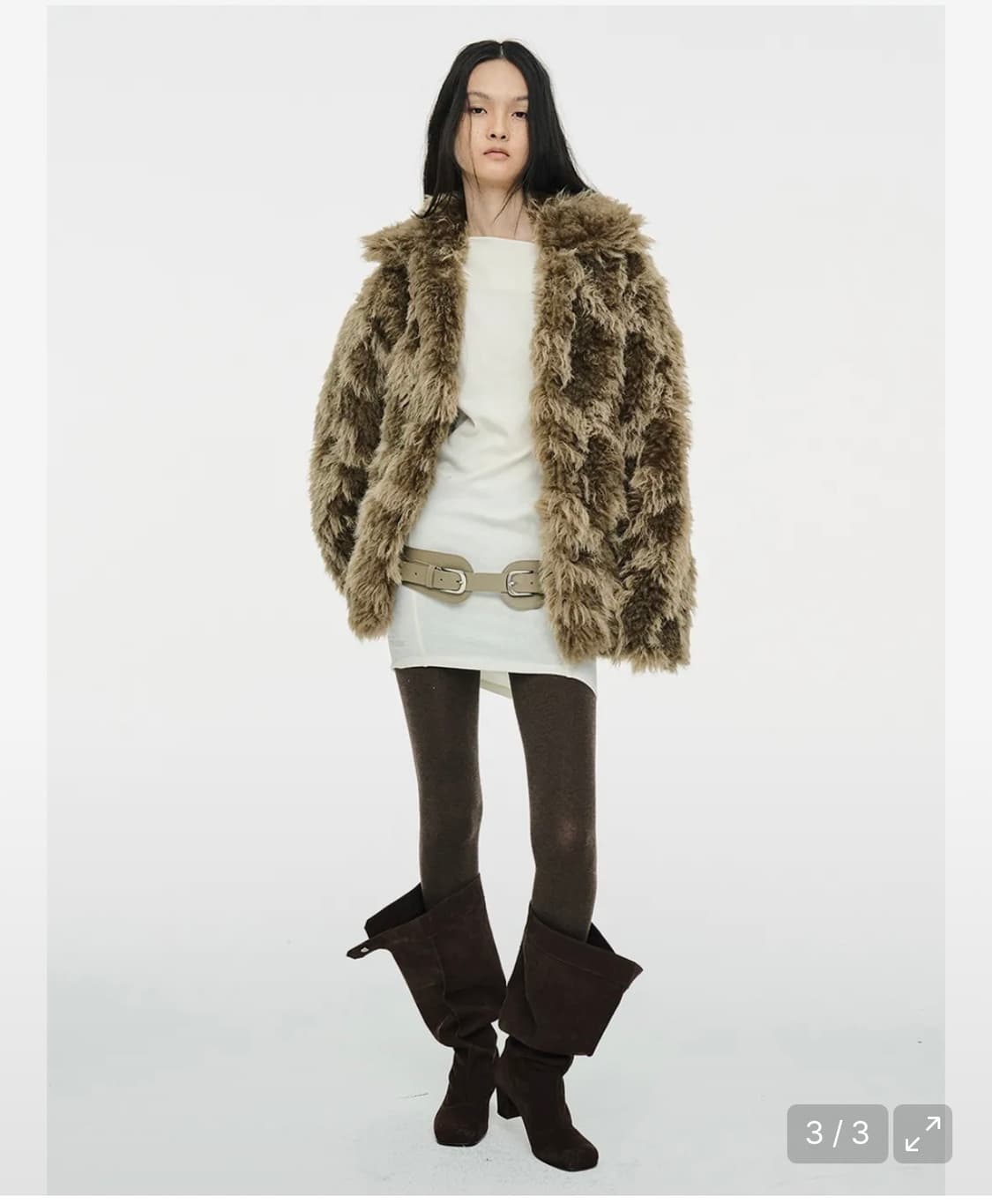 세릭 mixed fur jacket brown 상품이미지3
