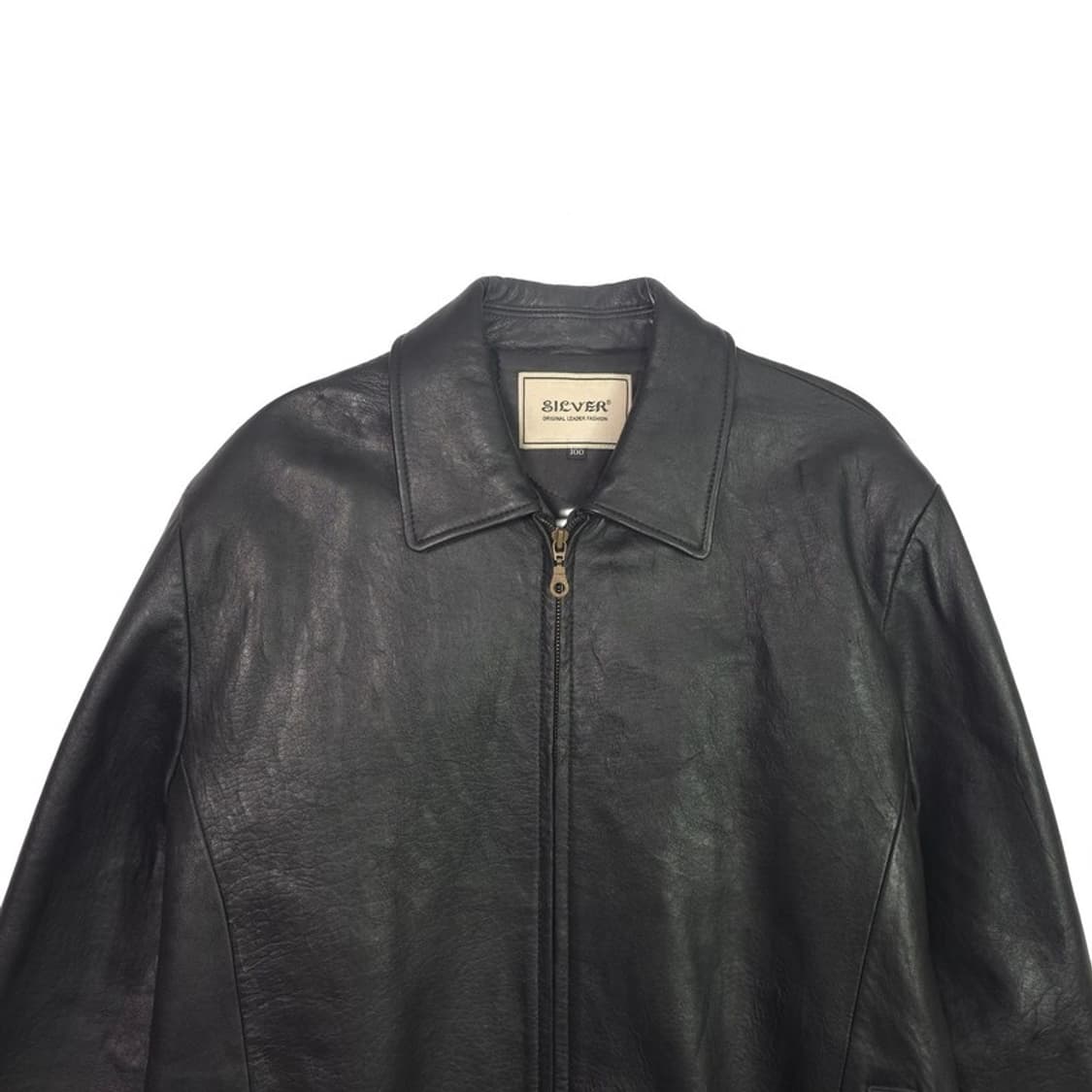 SILVER 빈티지 미니멀 블랙 램스킨 집업 자켓 L 상품이미지3