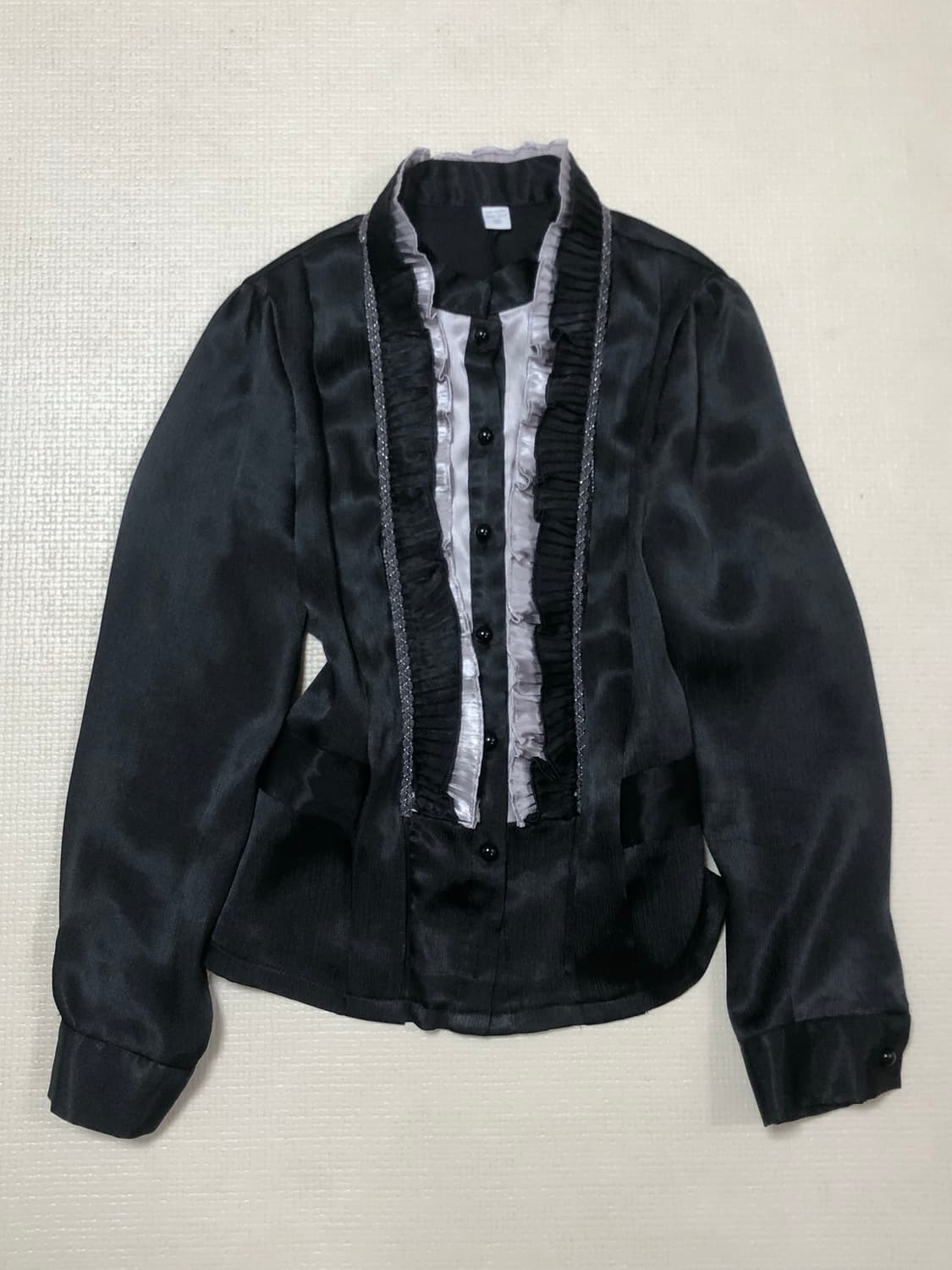 빈티지 블랙 그레이 프릴 블라우스 상품이미지10