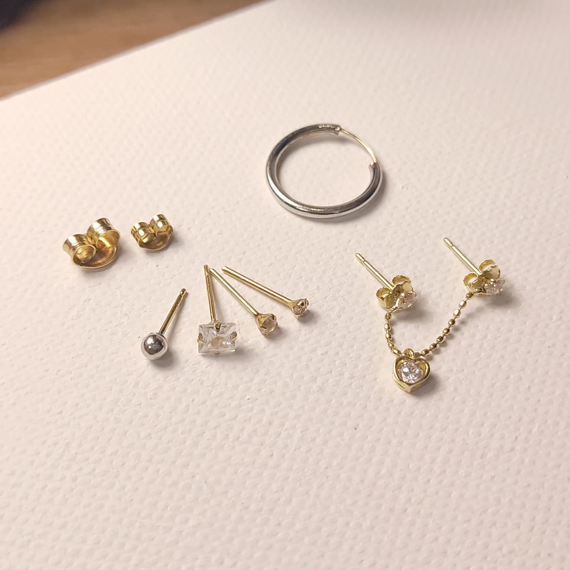 14K 금귀걸이 일괄, 한짝씩, 체인 연결 귀걸이, 피어싱 상품이미지1