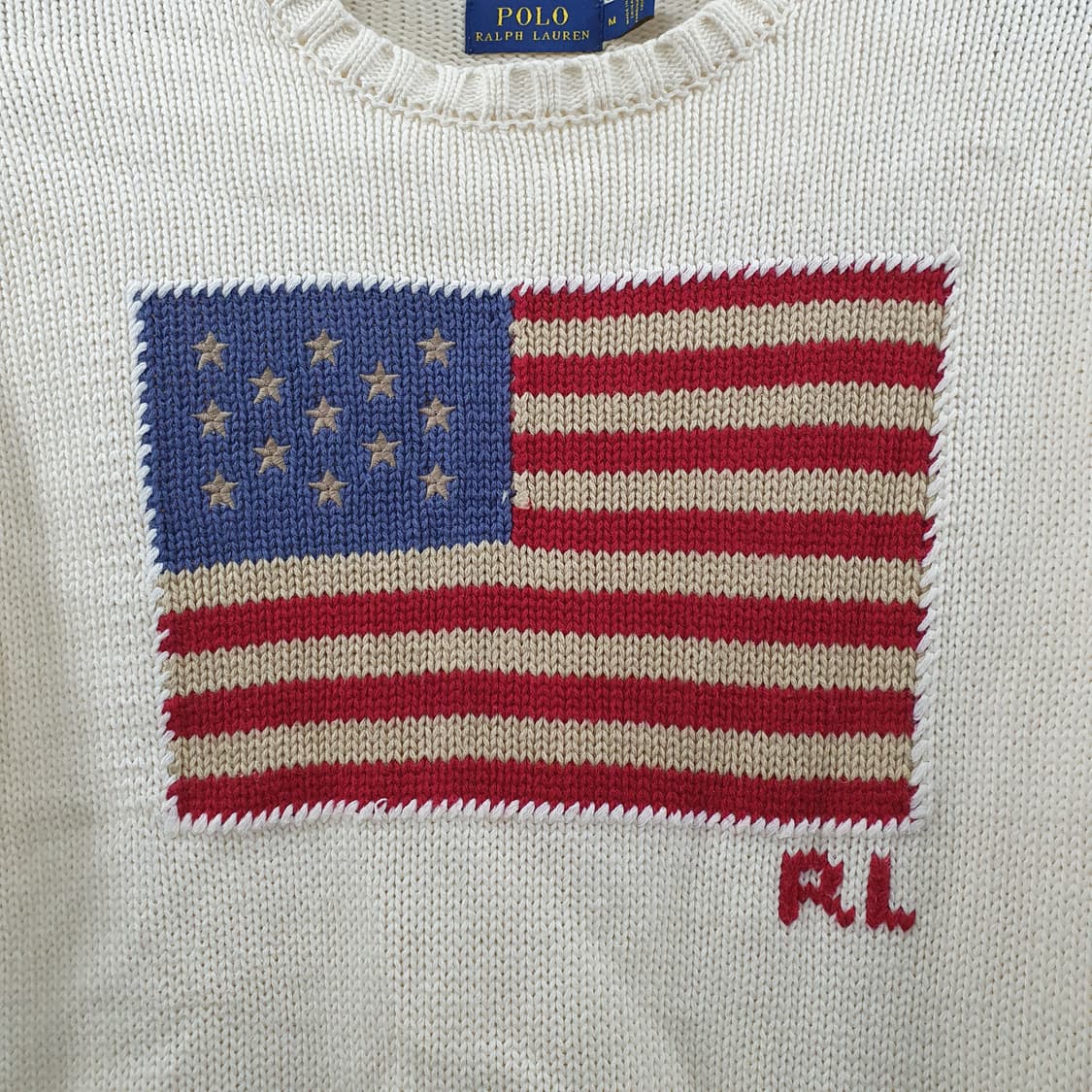 M 폴로랄프로렌 여성 아이보리 성조기 긴팔 니트 스웨터 상품이미지2