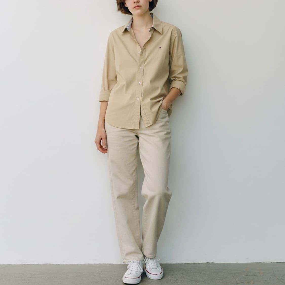 [L] Tommy 타미힐피거 우먼즈 베이지 코튼 셔츠 상품이미지3