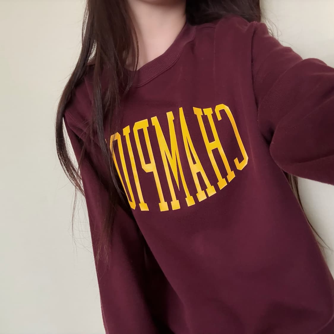 챔피온 버건디 옐로우 맨투맨 상품이미지2