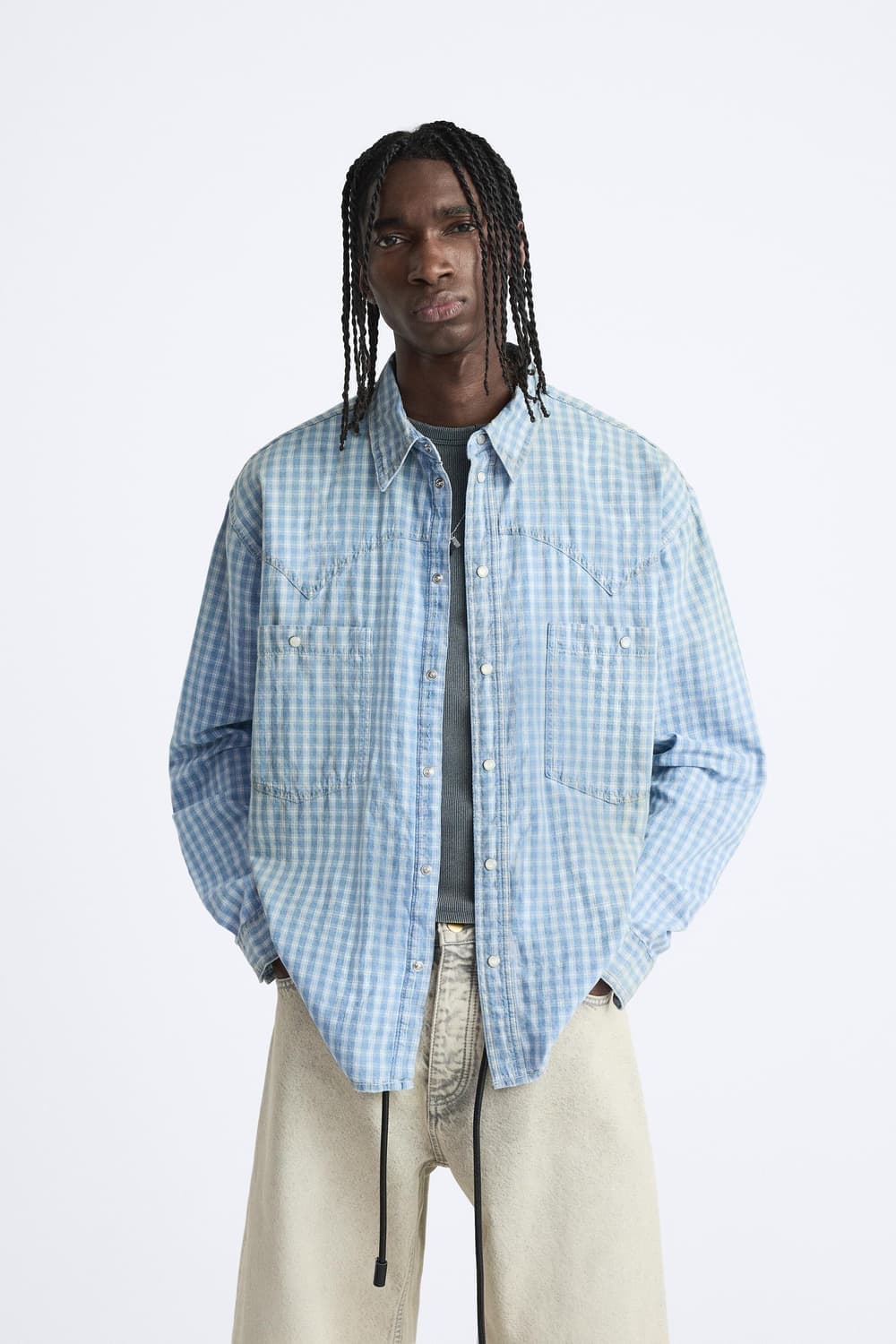 (삽니다) 자라 워시드 체크셔츠 S 구해요! 상품이미지1