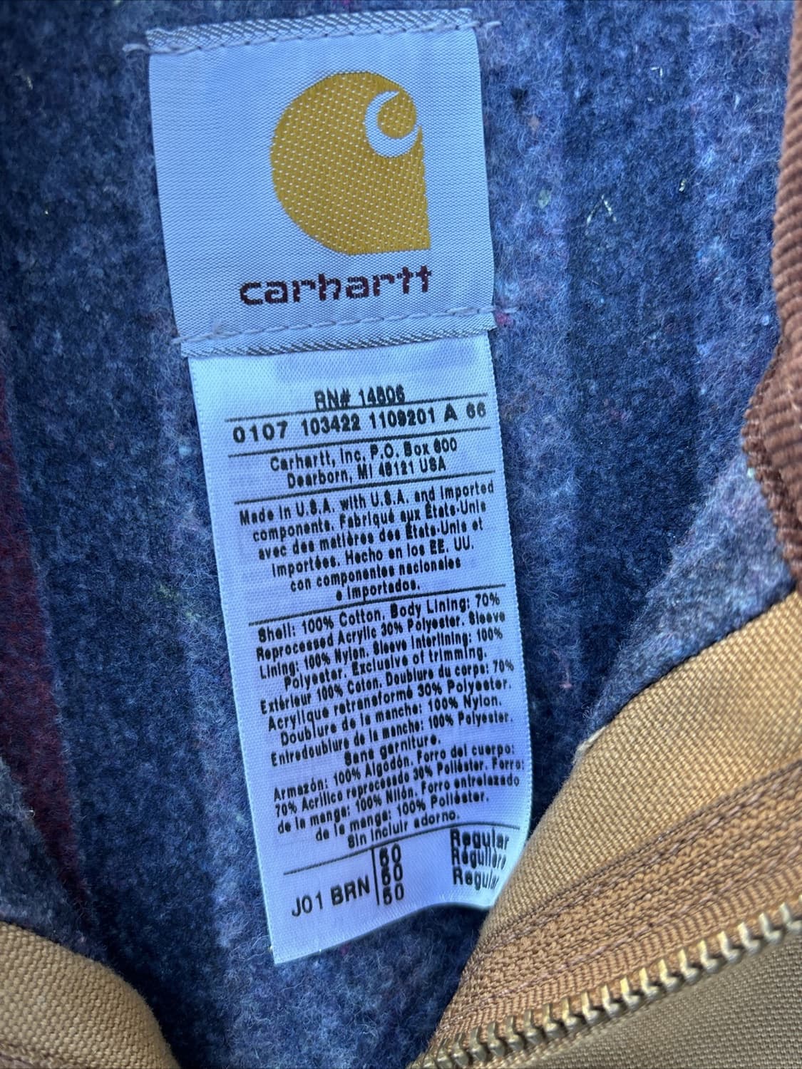 칼하트 J01 디트로이트 커스텀 자켓 브라운 상품이미지4