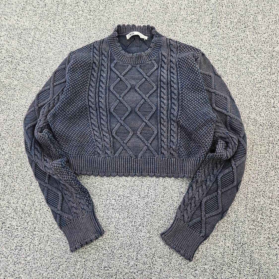 [M] 자라 여성 크롭 케이블 니트 티셔츠 0102YH1 상품이미지2