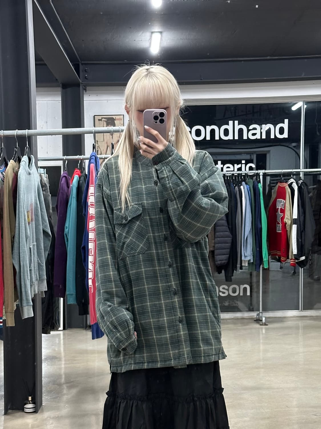 퀵실버 체크 누빔 오버핏 셔츠 상품이미지1