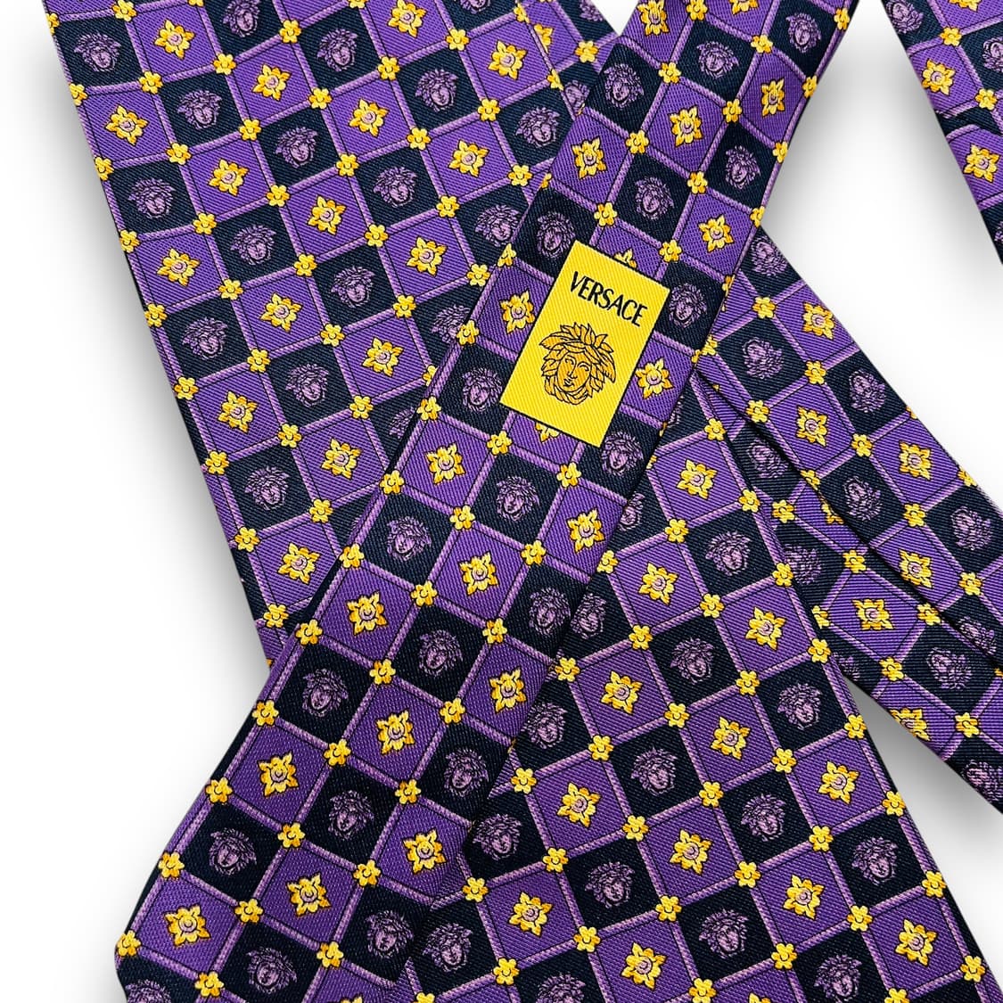 지아니 베르사체 90s 골드 메두사 고딕 퍼플 실크 넥타이 상품이미지4