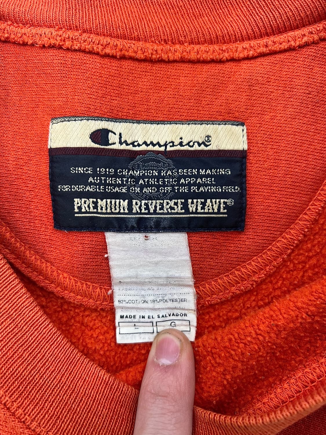 90s 챔피온 오렌지 레드 리버스 위브 스웨트 셔츠 상품이미지7