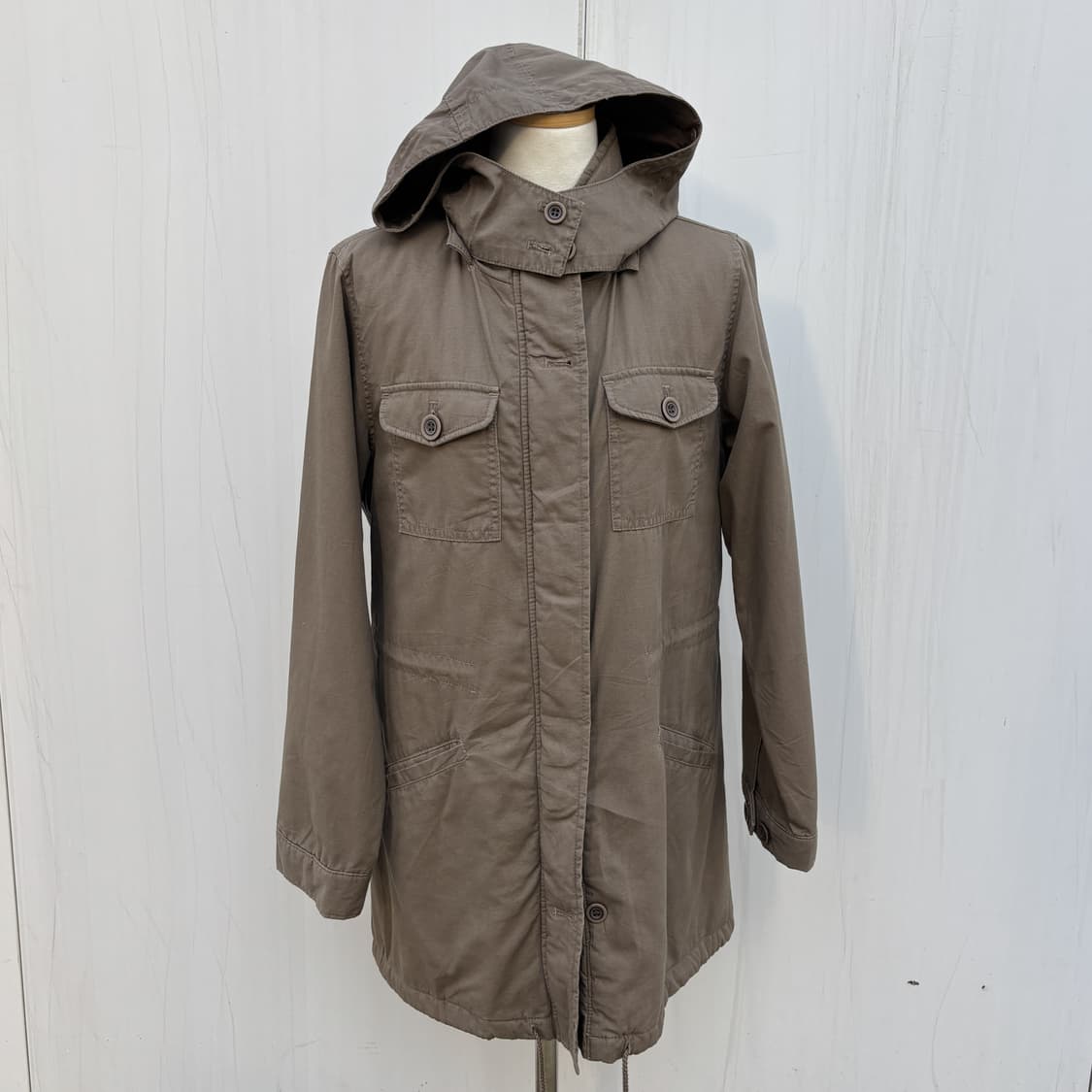 빈티지 카키 브라운 후드 필드 자켓 야상 점퍼 (M) 상품이미지2