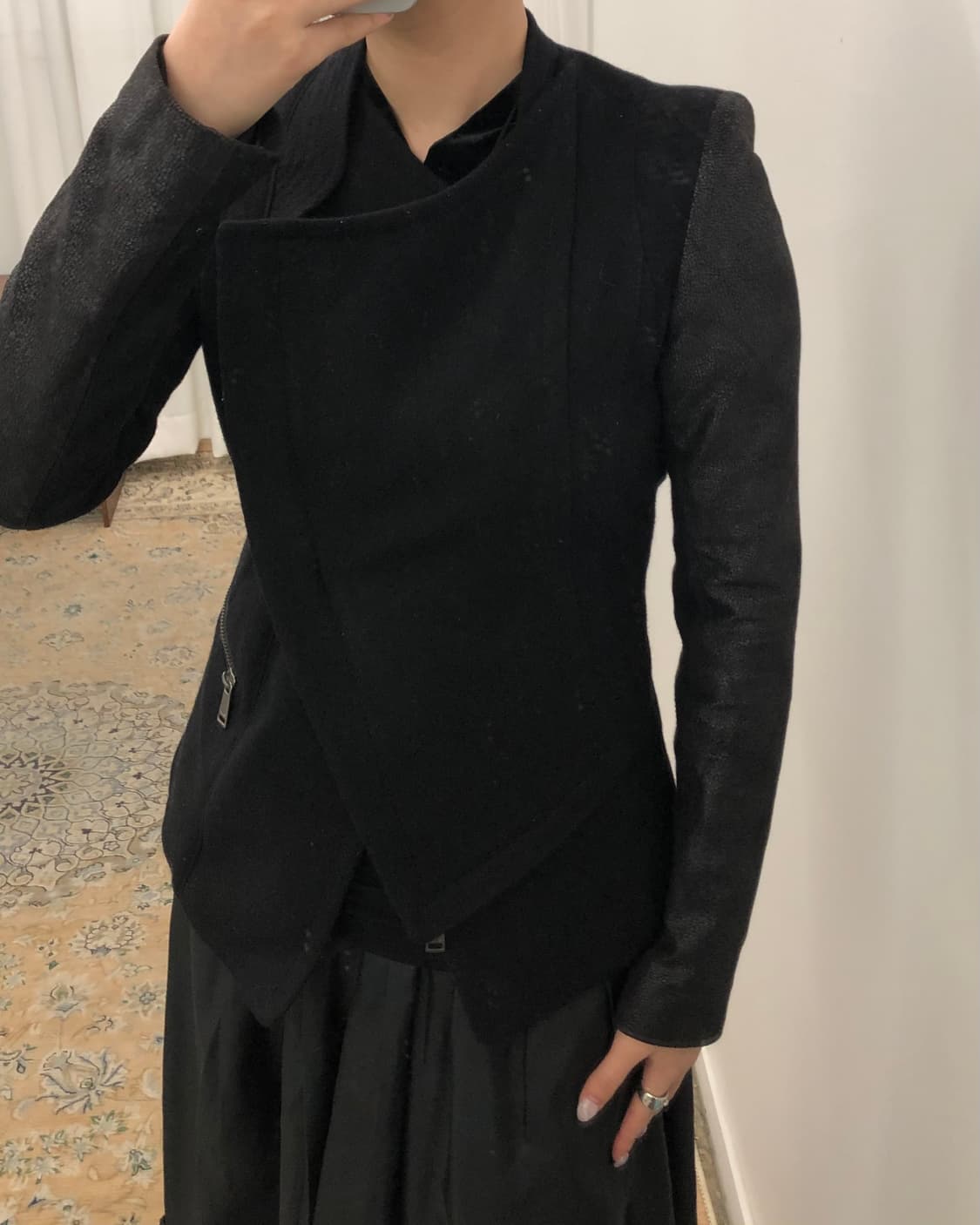 블랙 울 레더 자켓 상품이미지9