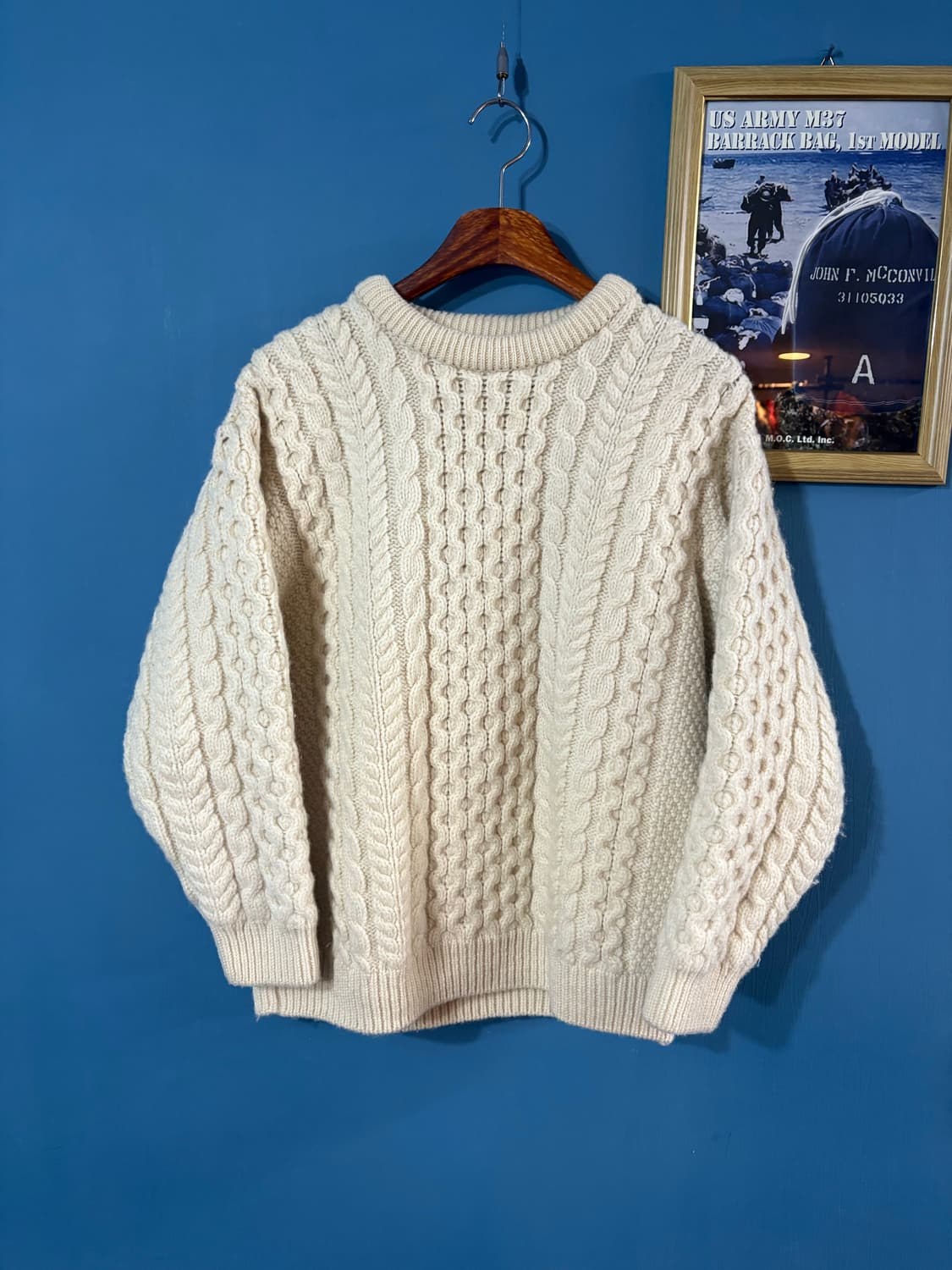 80-90‘s LL Bean Aran Fisherman Sweater.  상품이미지1