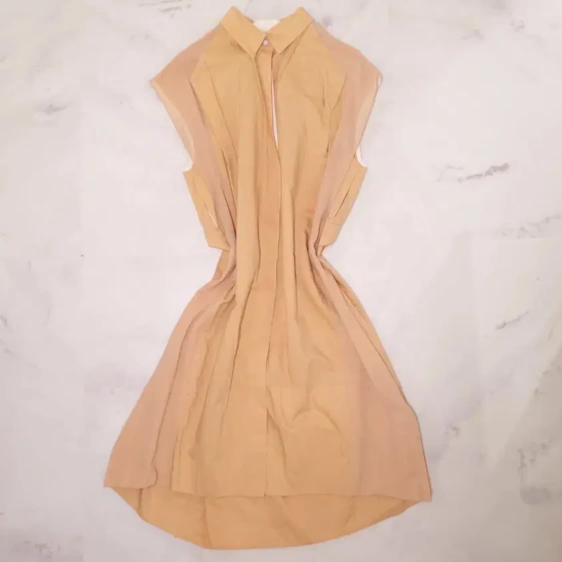 한섬 시스템 배색 롱 셔츠 원피스 66 오버핏 상품이미지7