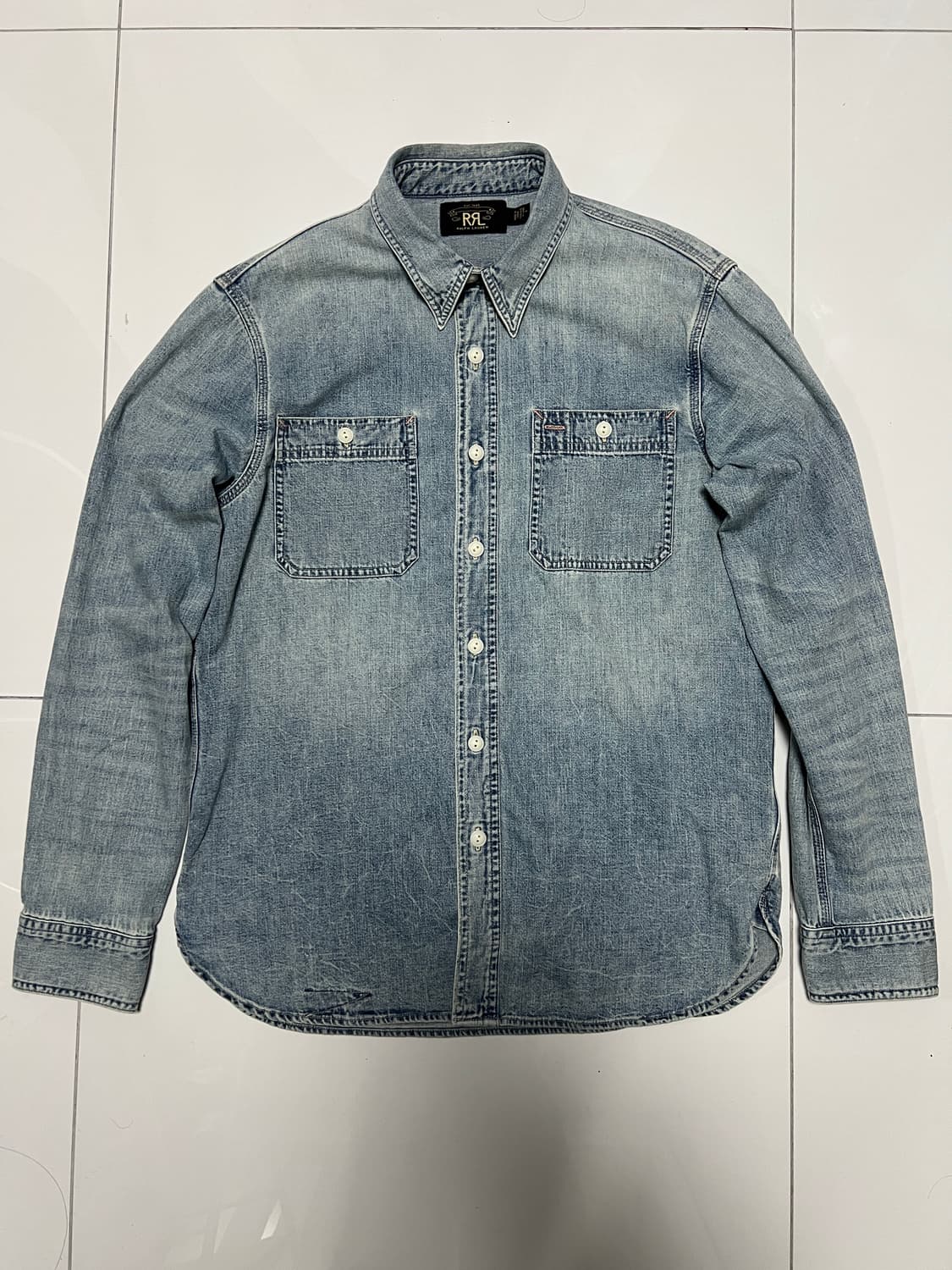 택포15) RRL 더블알엘 인디고 데님 워크셔츠 M 상품이미지1