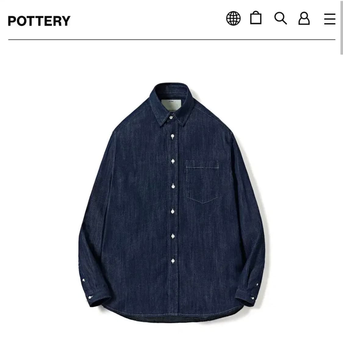포터리 버튼다운 데님셔츠 2사이즈 상품이미지1