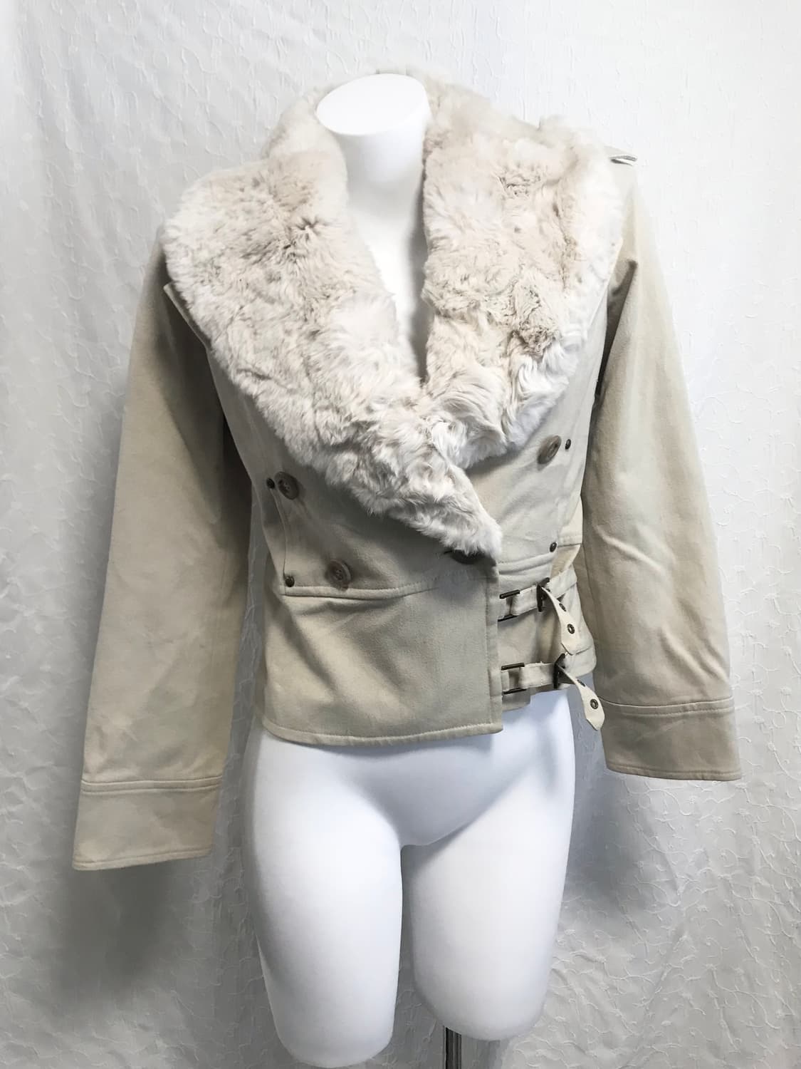 빈티지 y2k 페어리 래빗퍼 벨티드 코튼 퍼 자켓 상품이미지4