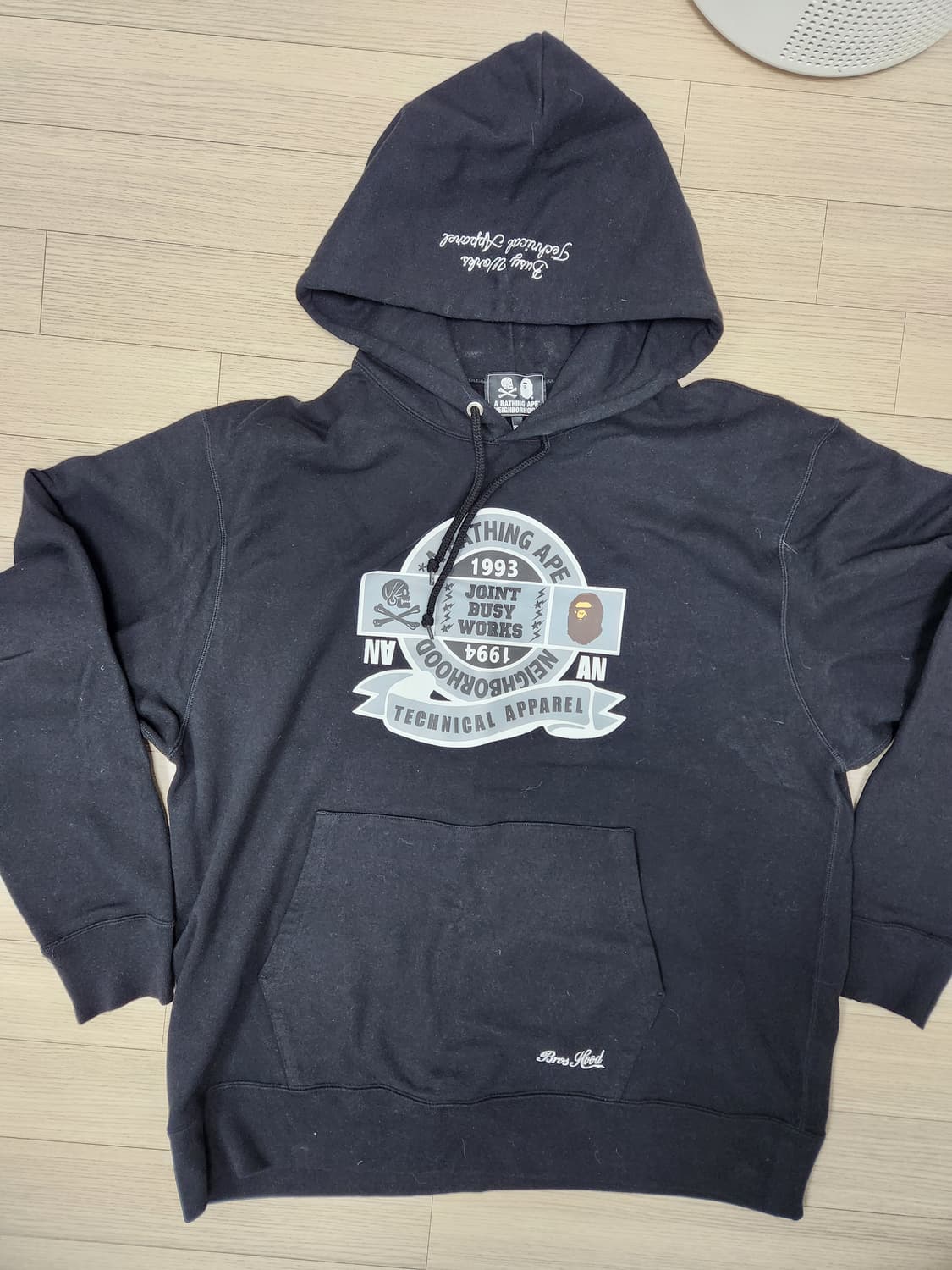 3xl 베이프 네이버후드 릴렉스드 핏 풀오버 후드 블랙 상품이미지1