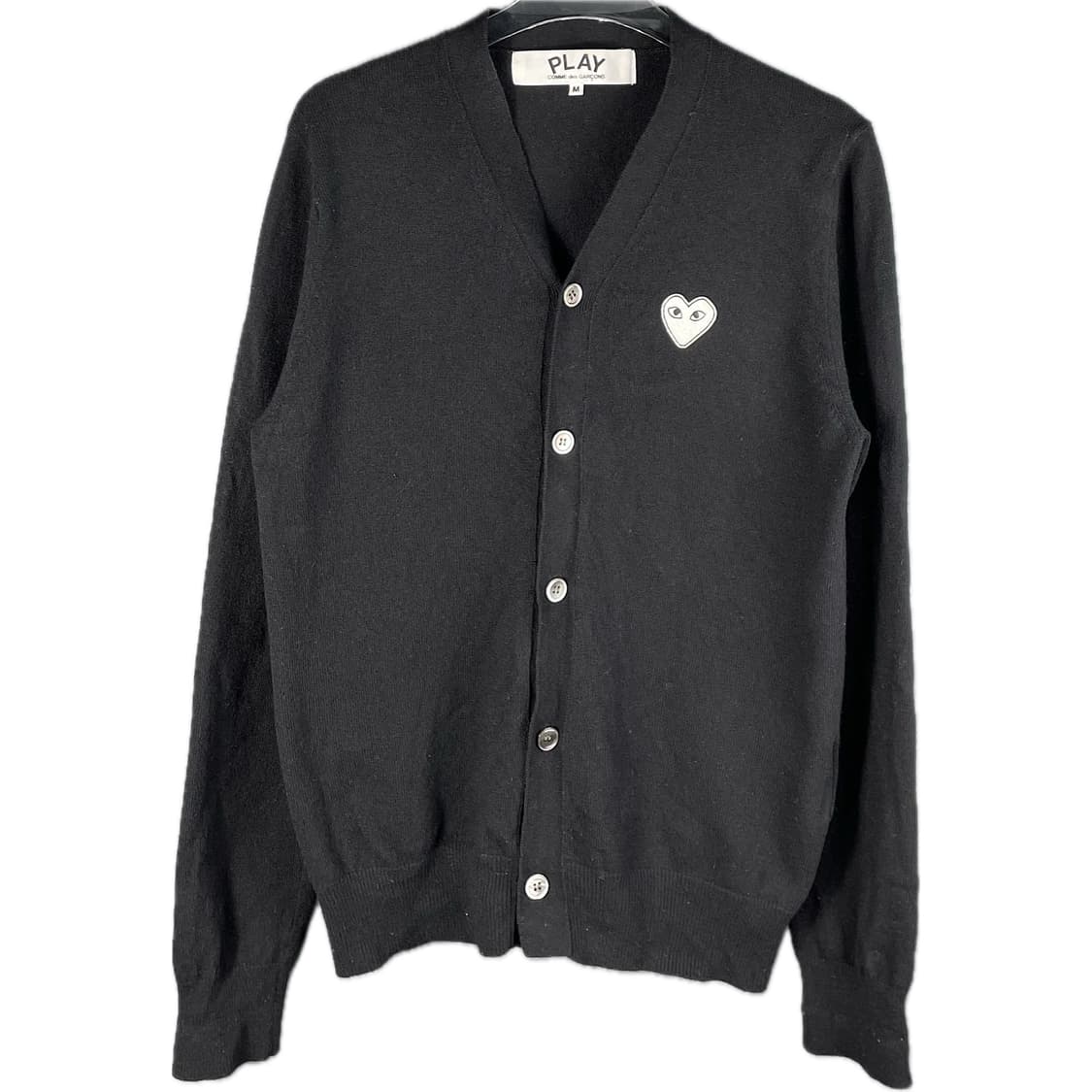 [M] 꼼데가르송 화이트 와펜 자수로고 울 가디건 상품이미지1