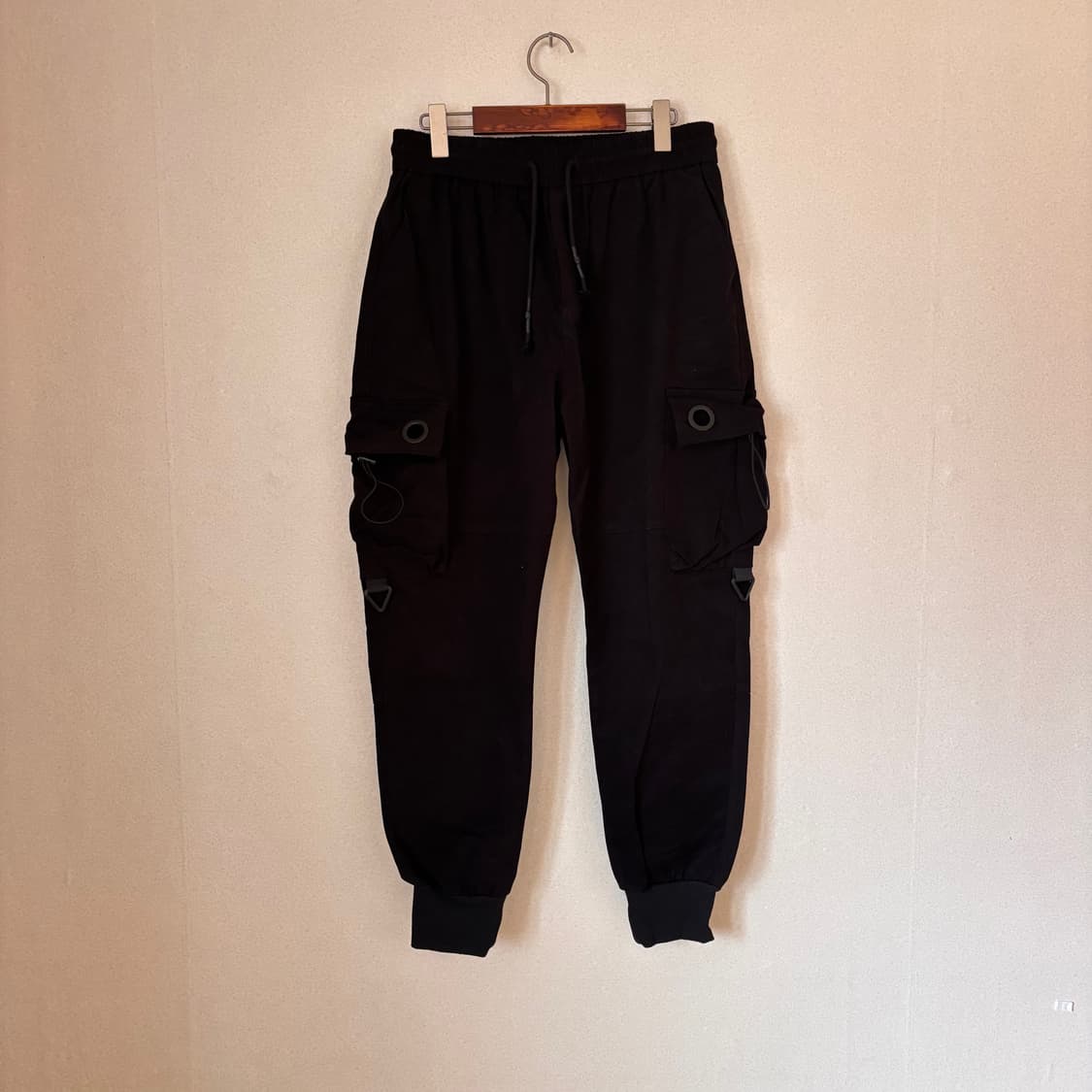 새제품급 블랙 조거 팬츠 34 카고 트레이닝 스판 밴드 상품이미지1