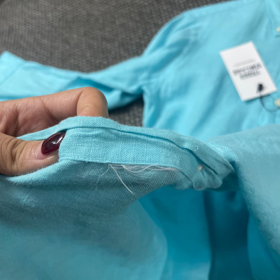 폴로 랄프로렌 아쿠아블루 슬림핏 린넨 긴팔 셔츠 XS 상품이미지6