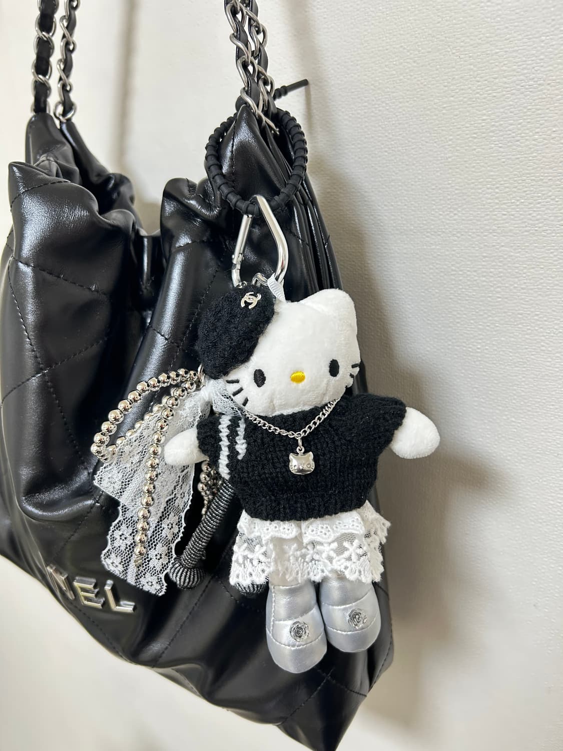 (9)롱다리키티 커스텀키링. -블랙니트 시크 레이스 상품이미지5