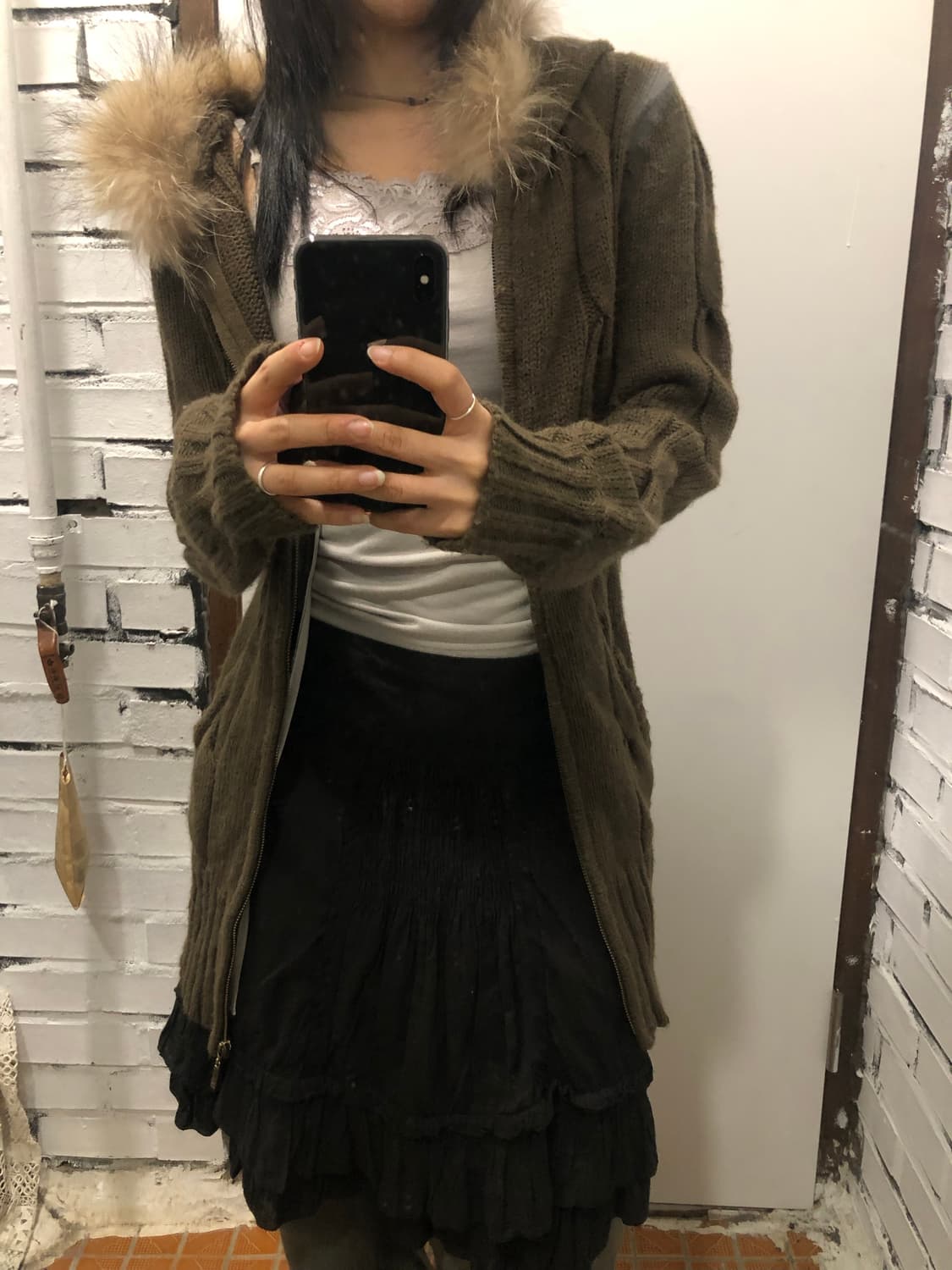 후드 퍼 니트 집업 상품이미지2