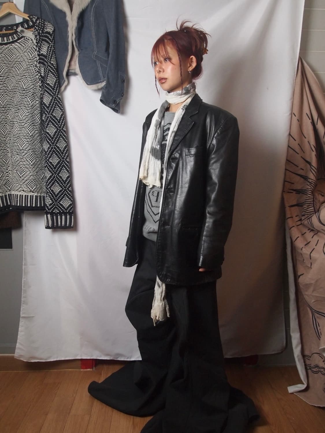 빈티지 카우 레더 자켓 상품이미지3