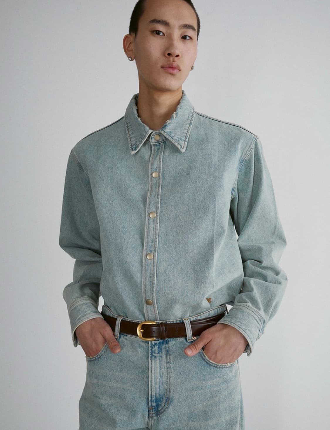 24SS Recto 렉토 시그니처 커브드 데님 셔츠 (실착 1회/최상급) 상품이미지1