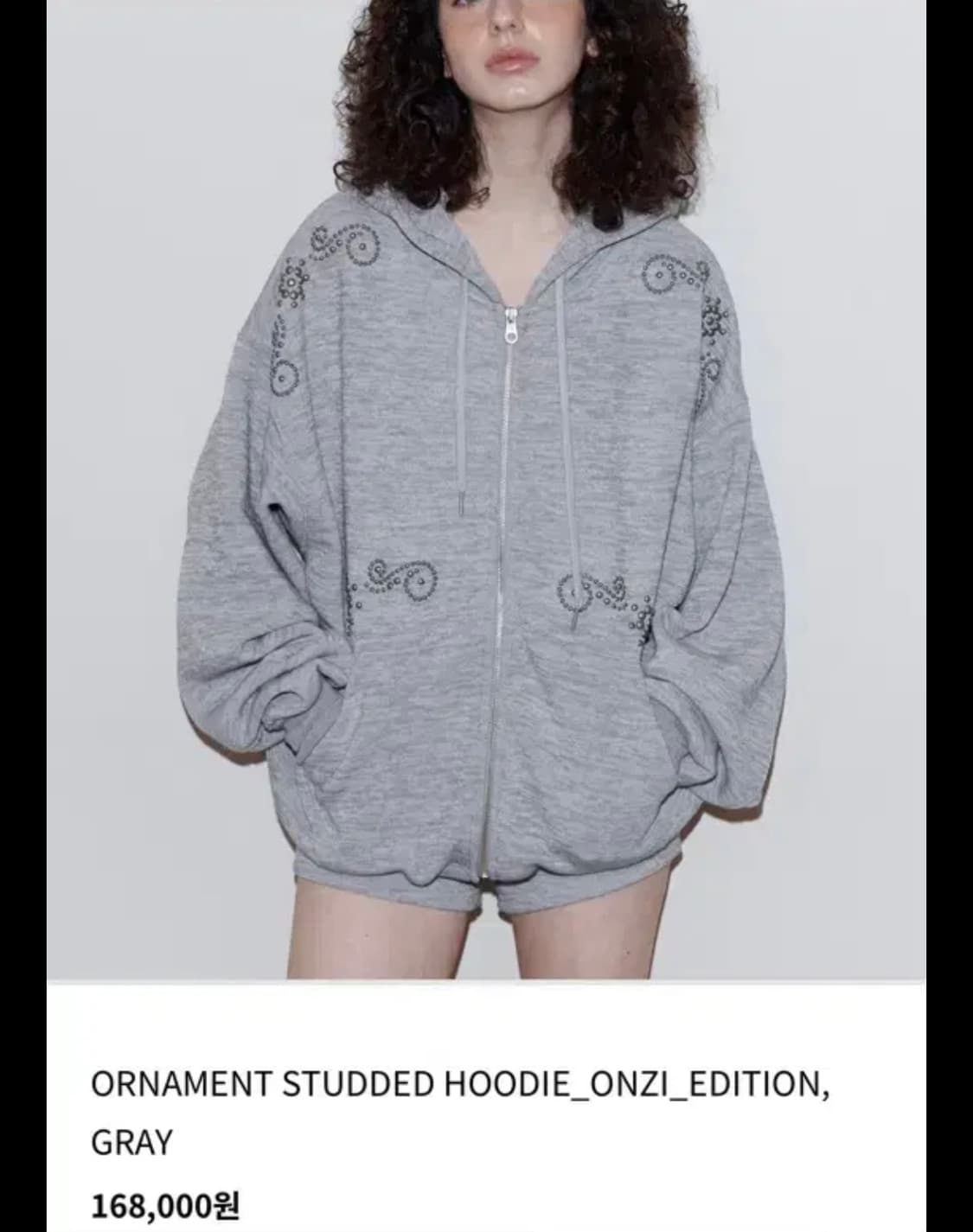 폴리수엠 ORNAMENT STUDDED HOODIE gray 상품이미지2