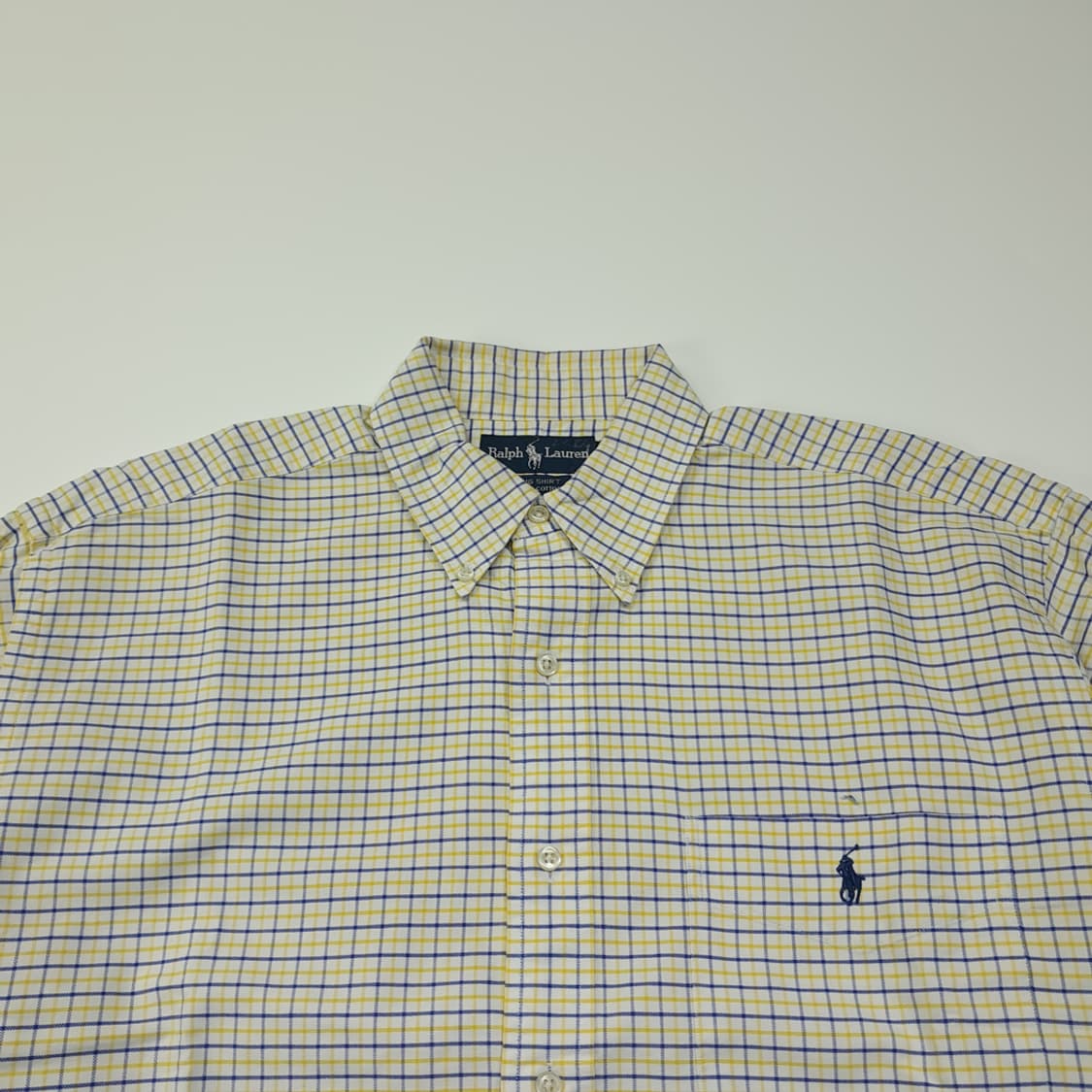CL691 M 폴로 90s 빅셔츠 마이크로 체크 옐로우 네이비 셔 상품이미지2